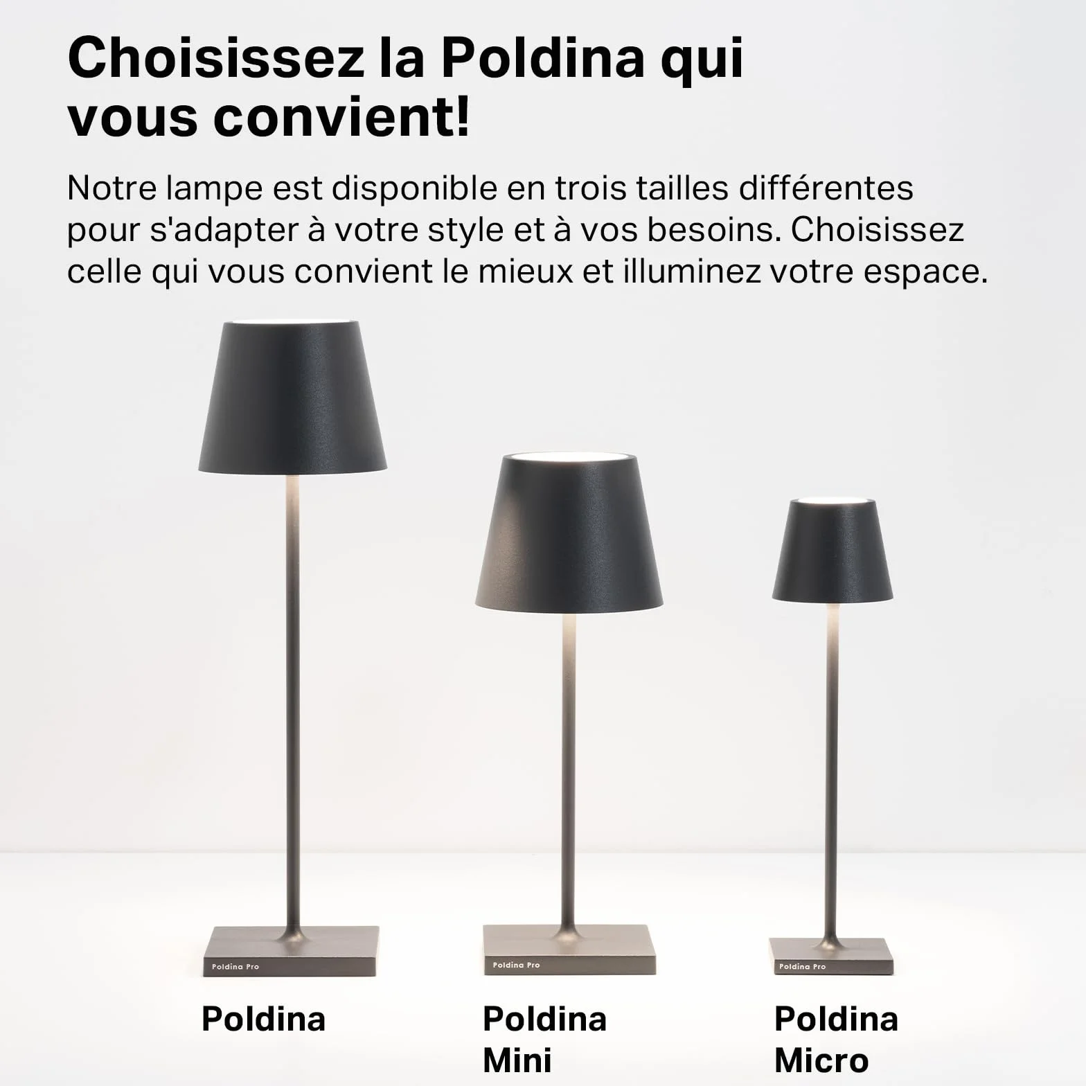 Zafferano Poldina Pro Lampe de Table Rechargeable Sans Fil Contrôle Tactile Dimmer 2200-3000 K Hauteur 38 cm Couleur Corten
