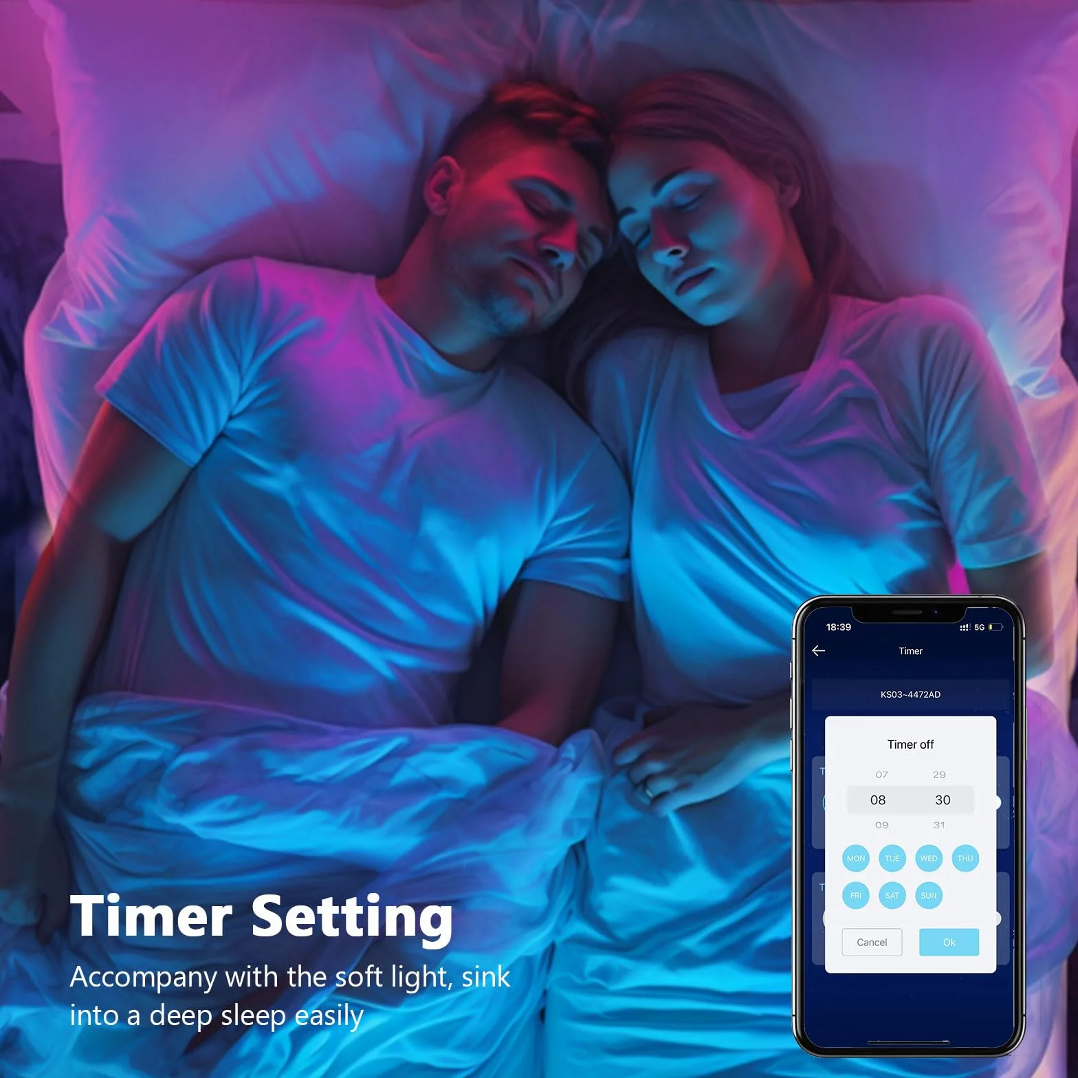 Ruban LED 20m RGB Bluetooth APP Télécommande 44 Touches Bande Lumineuse Chambre Décoration Gaming