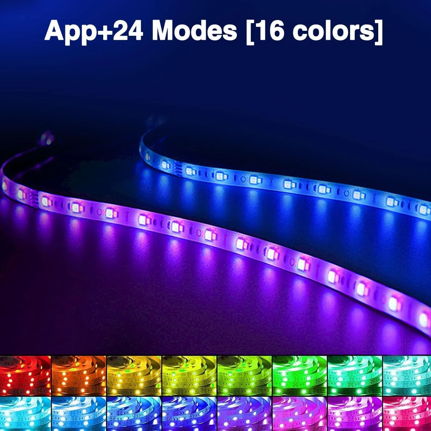 Ruban LED 2M 5050 RGB Multicolore Flexible avec Télécommande, Synchronisé Musique