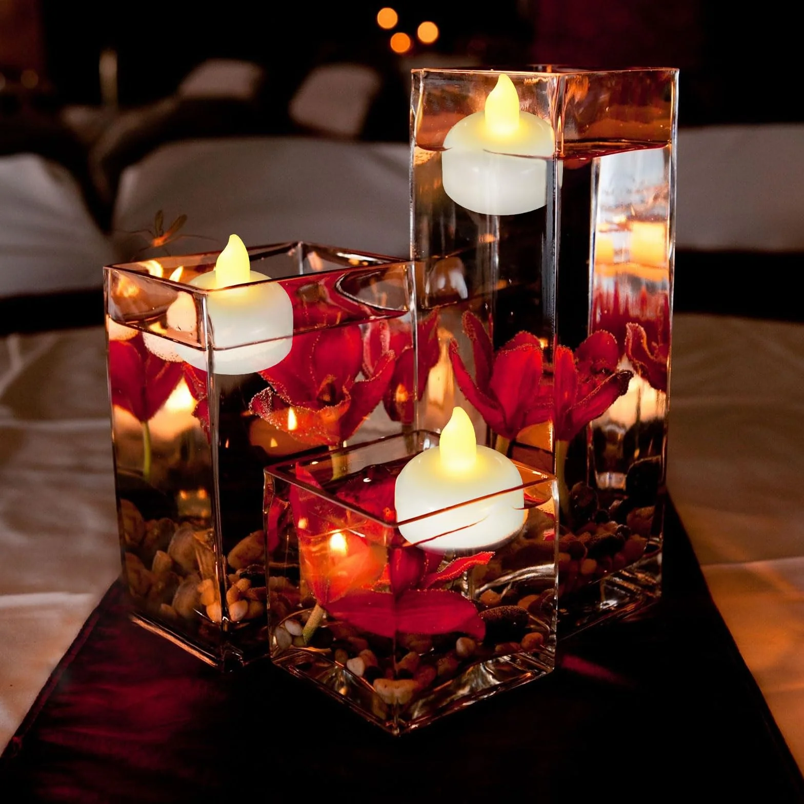 Bougies LED flottantes étanches Lot 96, sans flamme, blanches, pour mariage