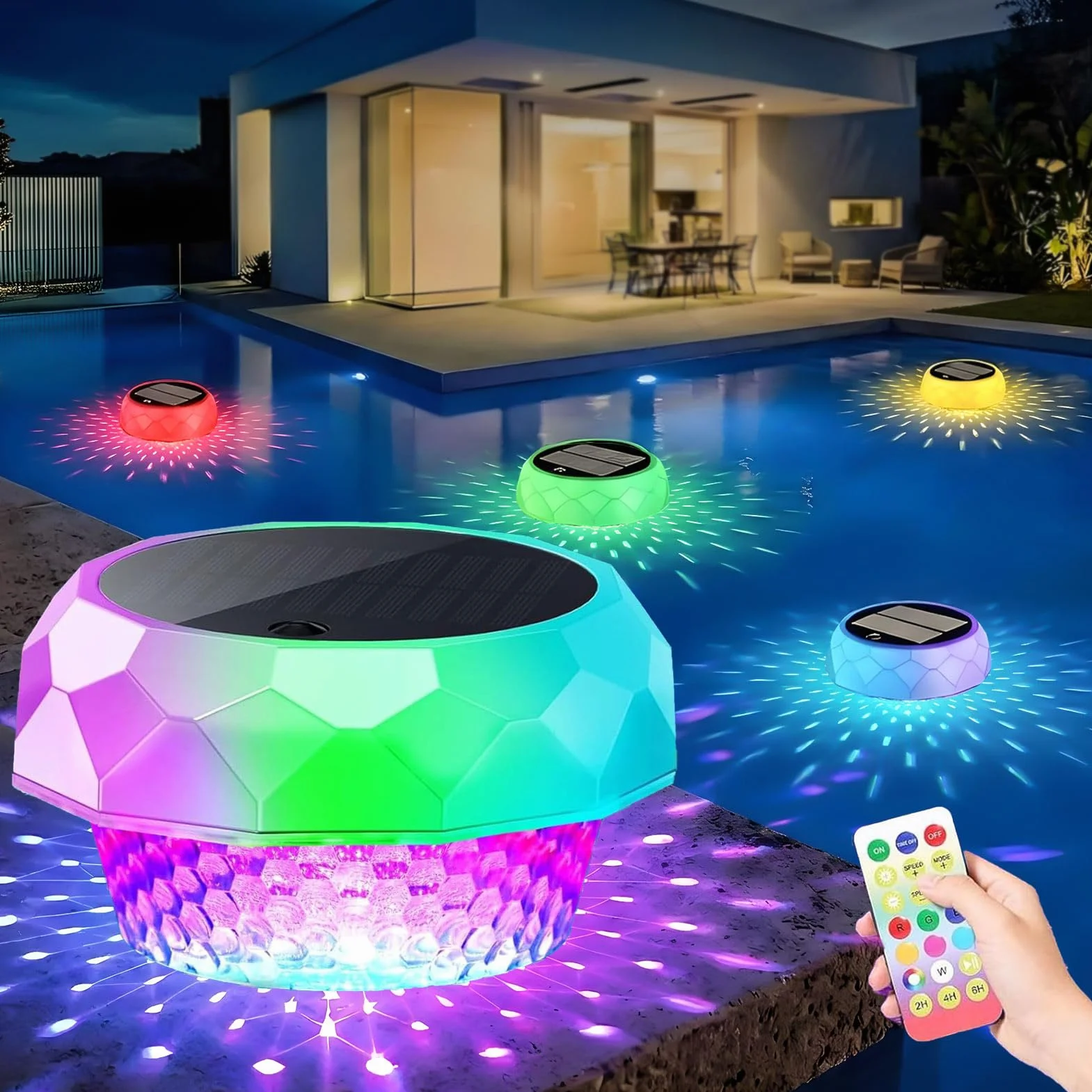 Joycome Lumiere Piscine RGB LED avec Télécommande, Lampe Flottante IP68 Étanche