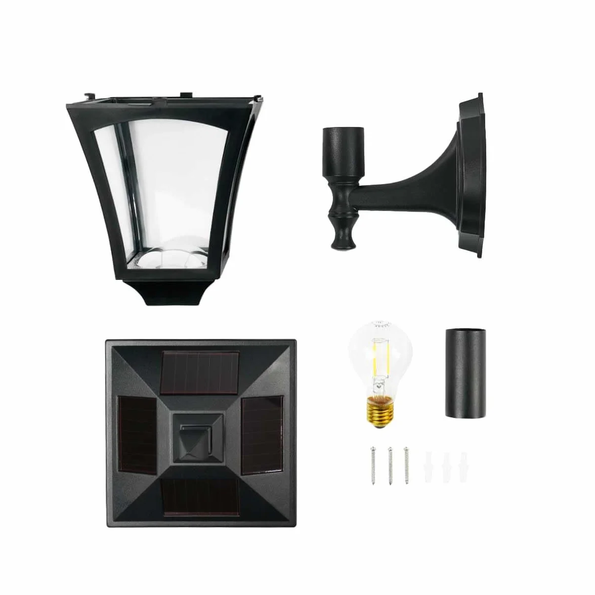 Lampadaire Solaire LED Extérieur en Aluminium Design Traditionnel Moderne Waterproof