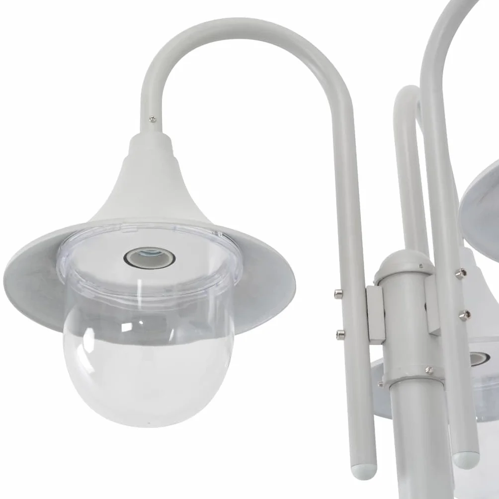 Lampadaire de Jardin vidaXL E27 220 cm Aluminium 3 Lanternes Blanc