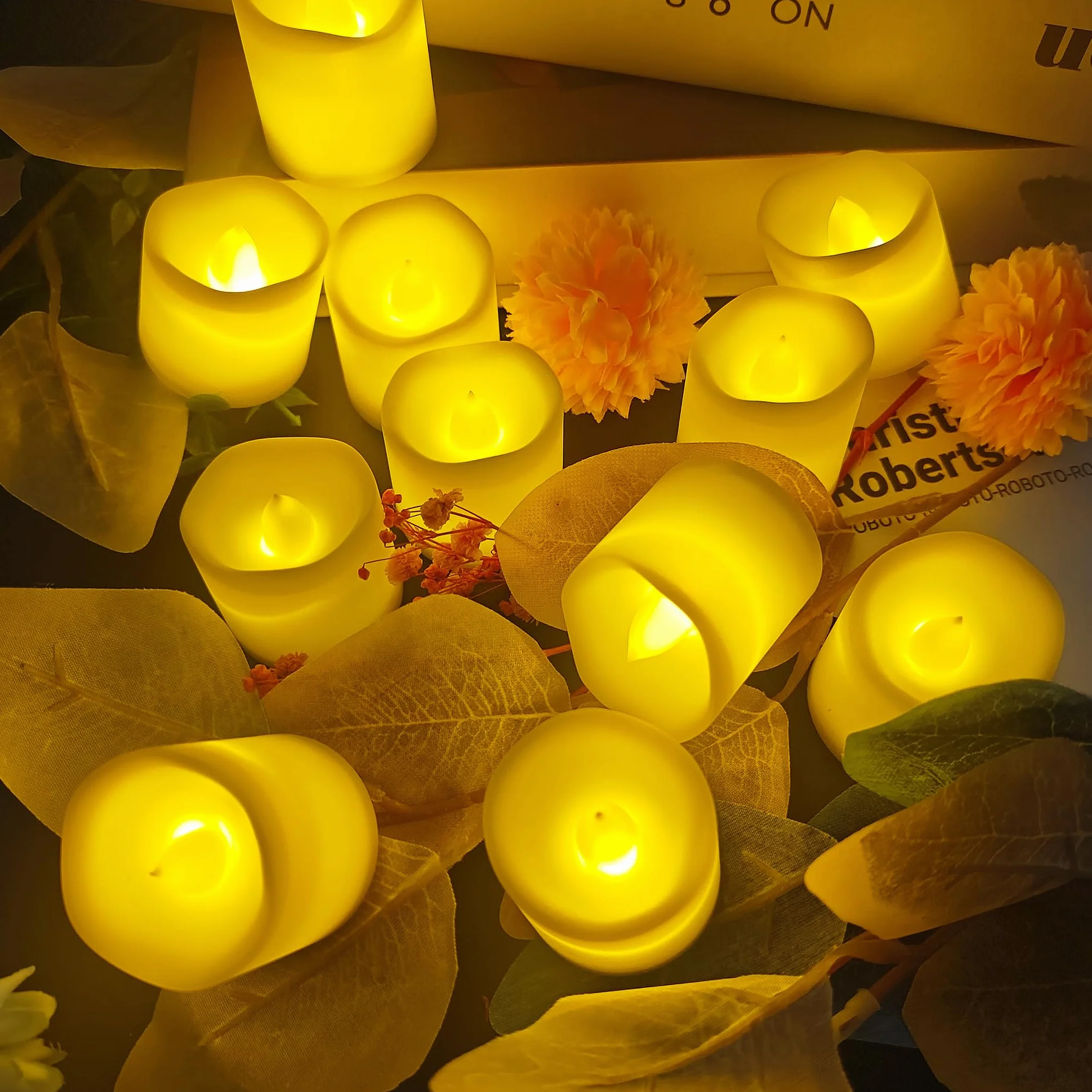 Bougies LED Flamme Vacillante 24 Pièces, Bougies Électroniques sans Feu pour Décoration de Fête, Anniversaire, Mariage, Noël