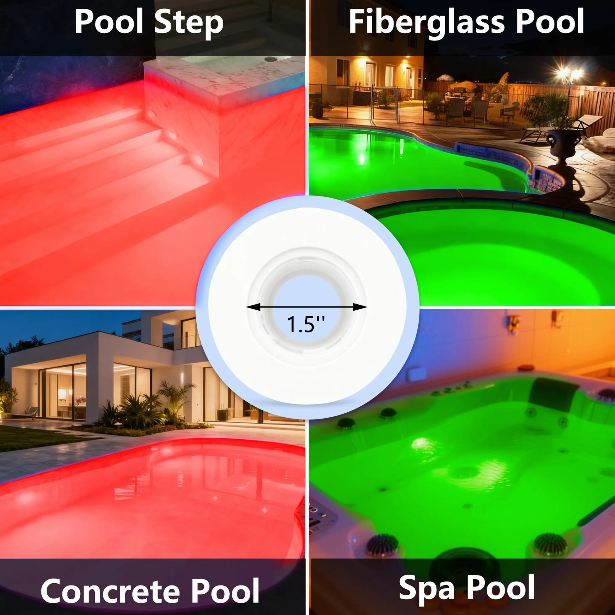 Mini Projecteur Piscine Vissable 1,5" 6W RGB LED Multicolore IP68 12V AC Lot de 4