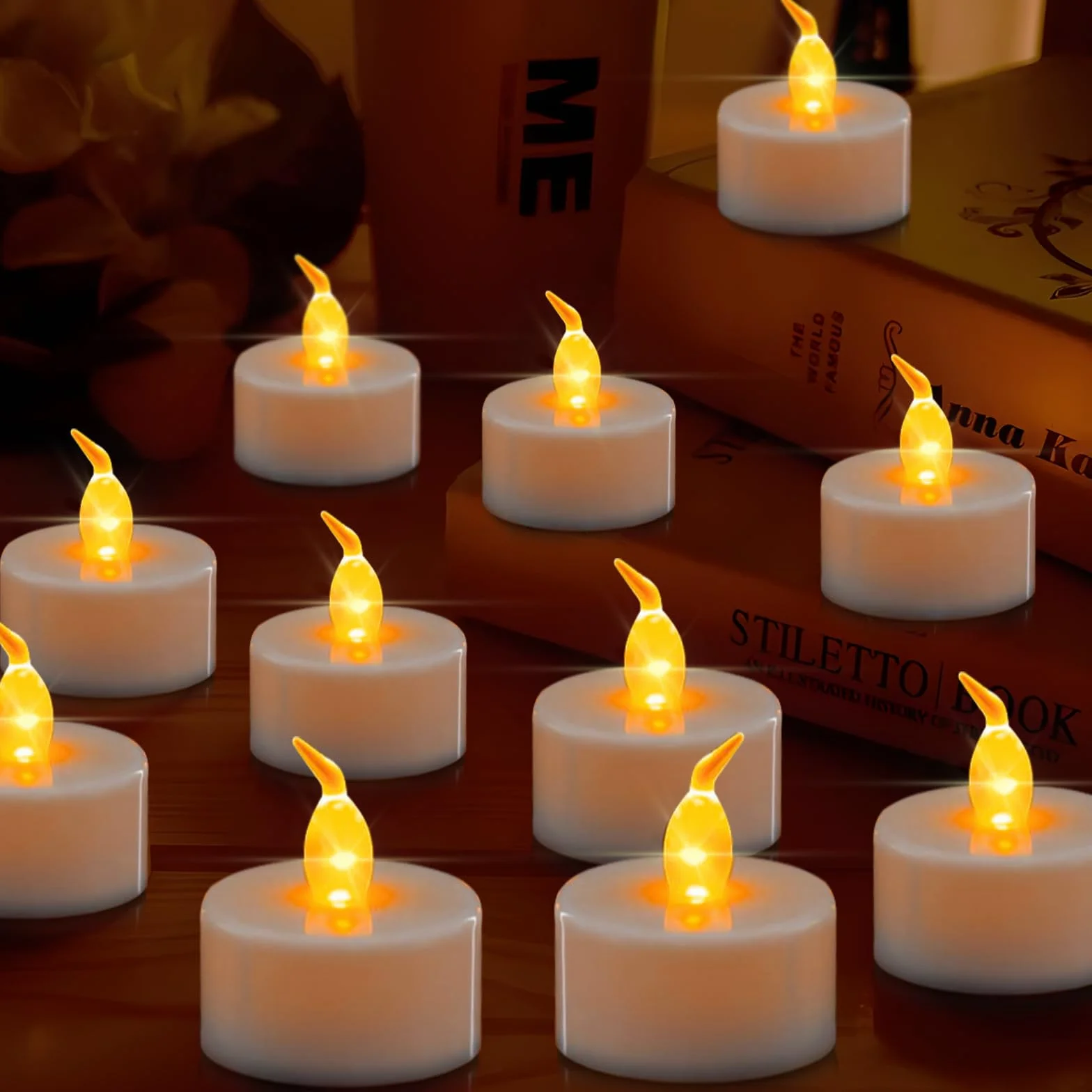 Bougies Chauffe-plat LED, 39 Bougies Clignotantes Sans Flamme, Réalistes pour Mariage, Noël, Décoration Intérieure