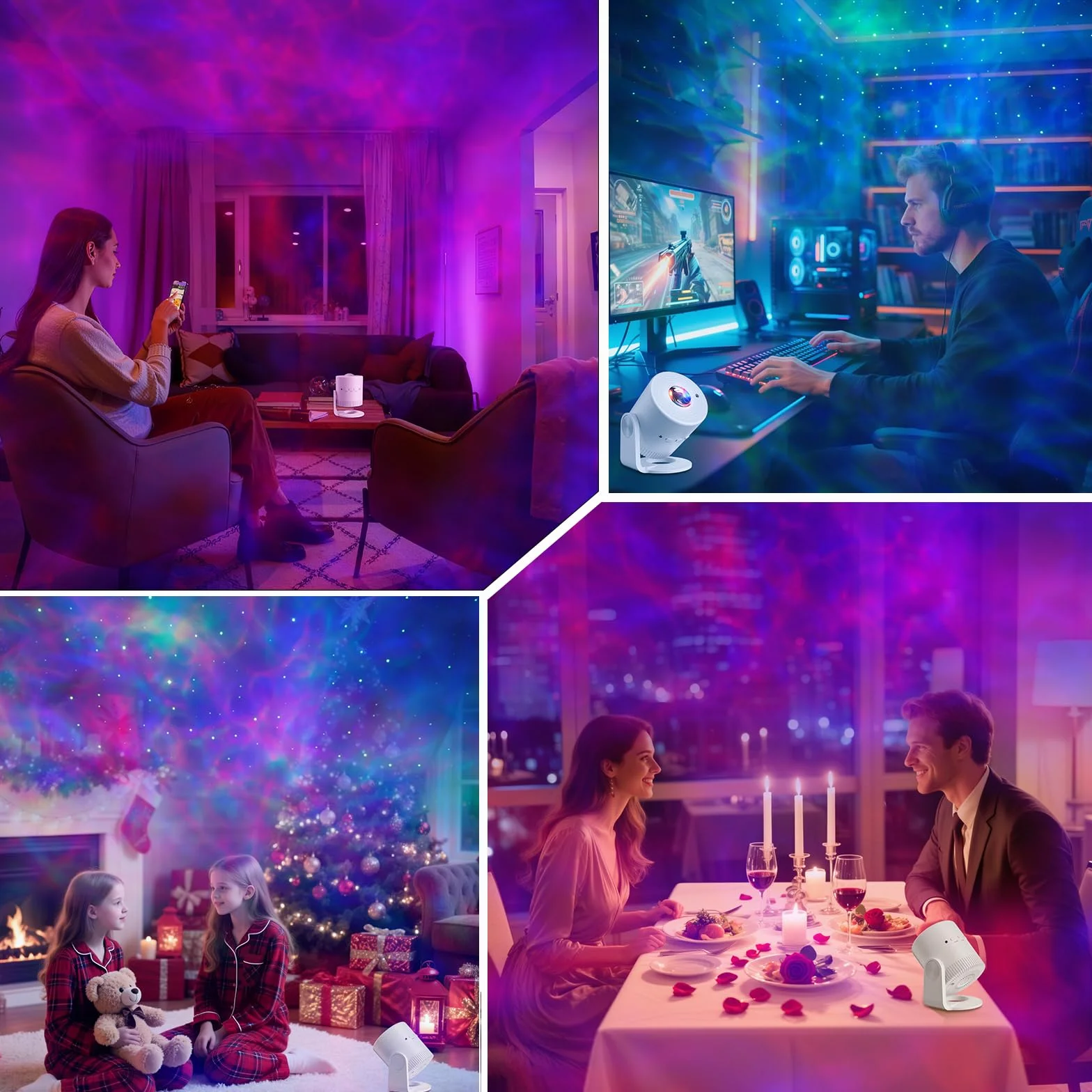 Projecteur Ciel Étoilé Veilleuse Enfant Télécommandé 33 Modes Angle Réglable Minuterie Projection Plafond