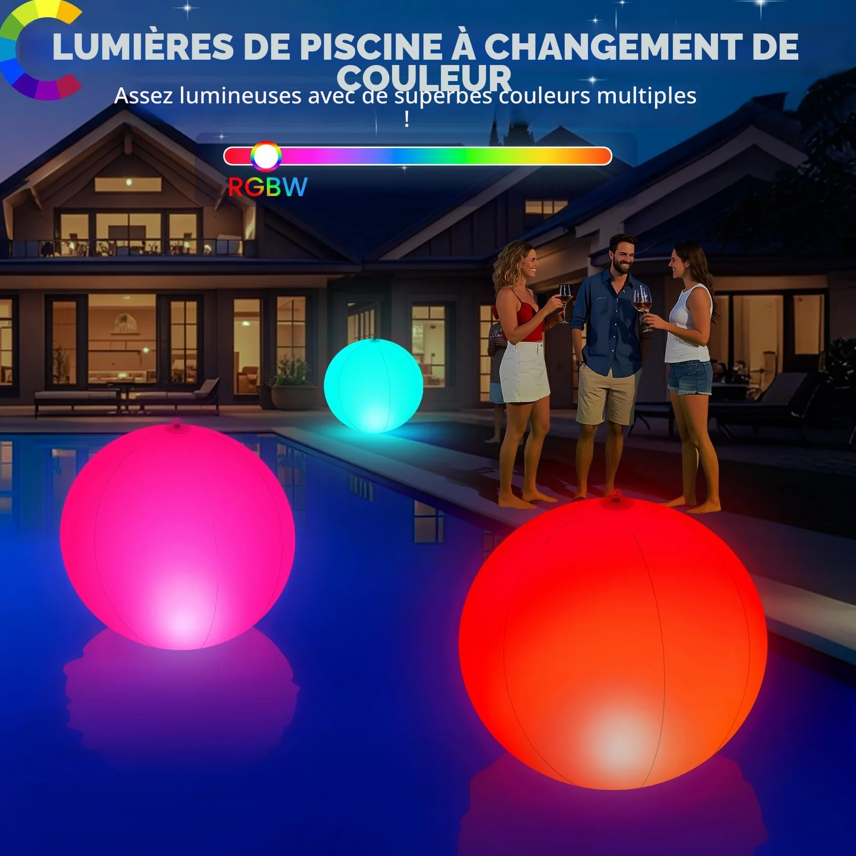 KingSom Lampe Flottante Solaire LED Boule Lumineuse Piscine IP68 Ø35cm 2 Pièces