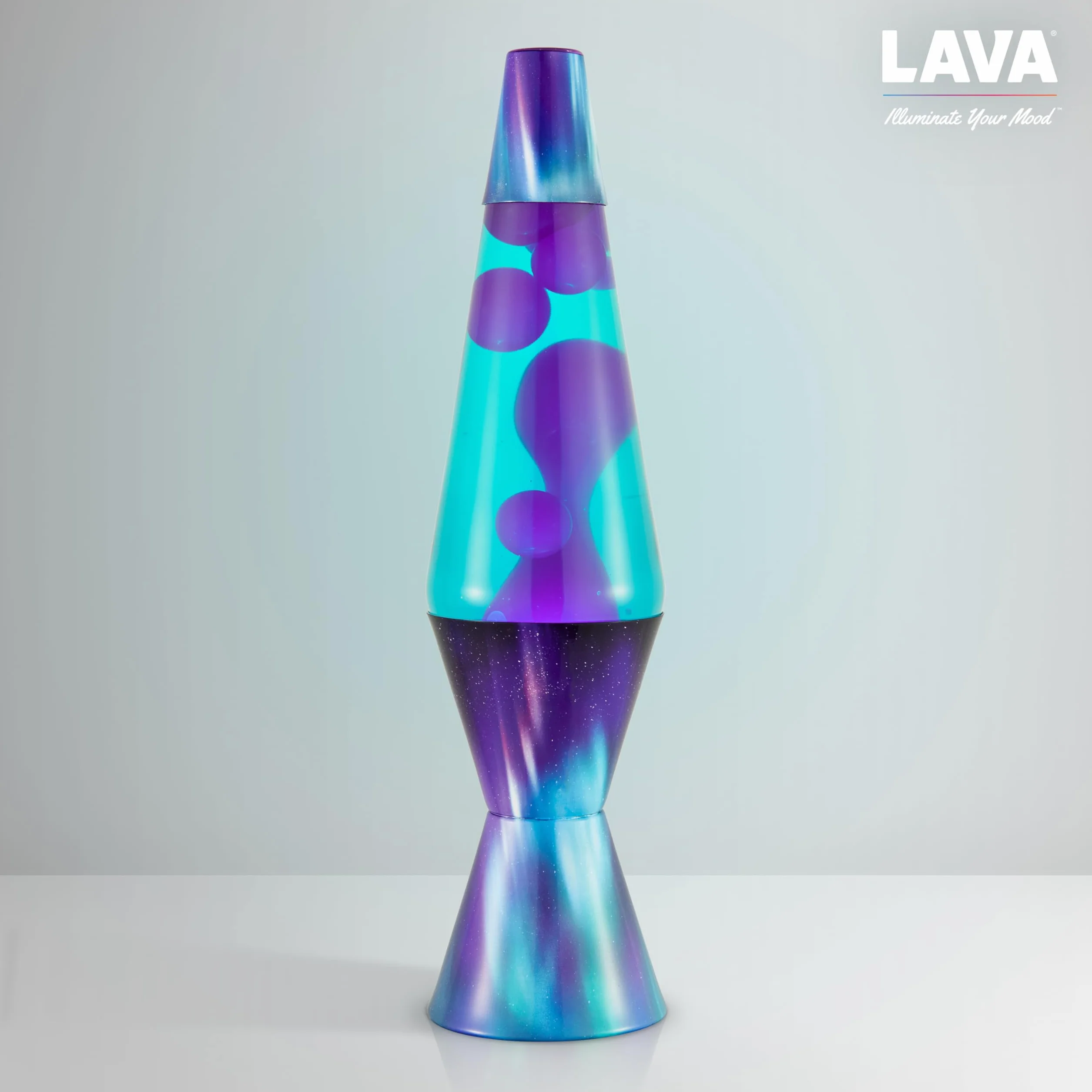 LAVA® Lampe Aurore Boréale 2047 14,5 cala cire violette liquide sarcelle base capuchon décoratifs