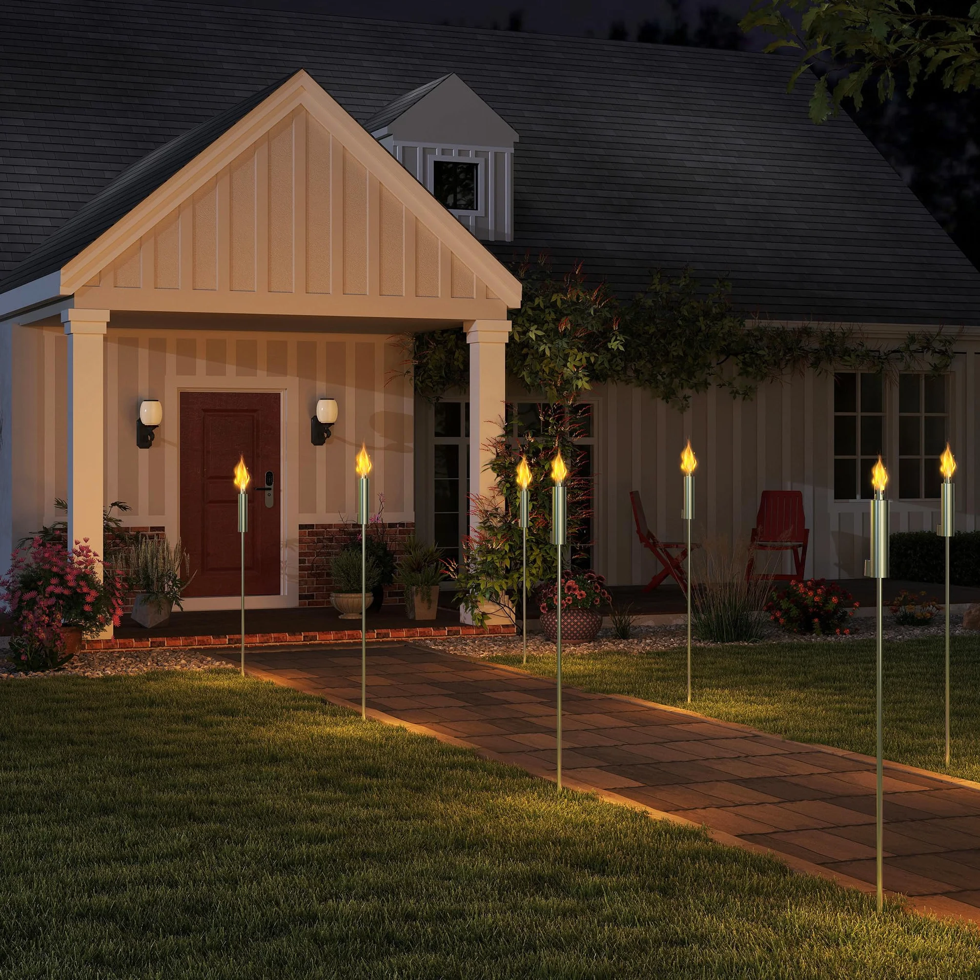 Lot de 6 torches de jardin en acier inoxydable 330 ml 115 cm longue durée combustion huile paraffine