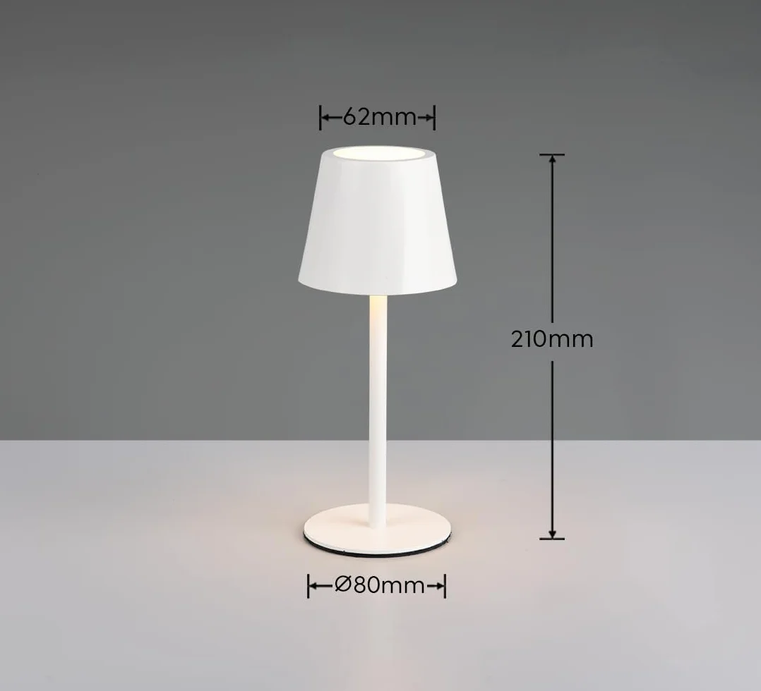 Reality Leuchten Diaz Lampe de table d'extérieur à 4 LED avec batterie métal blanc mat 1,6 W Couleur de la lumière réglable