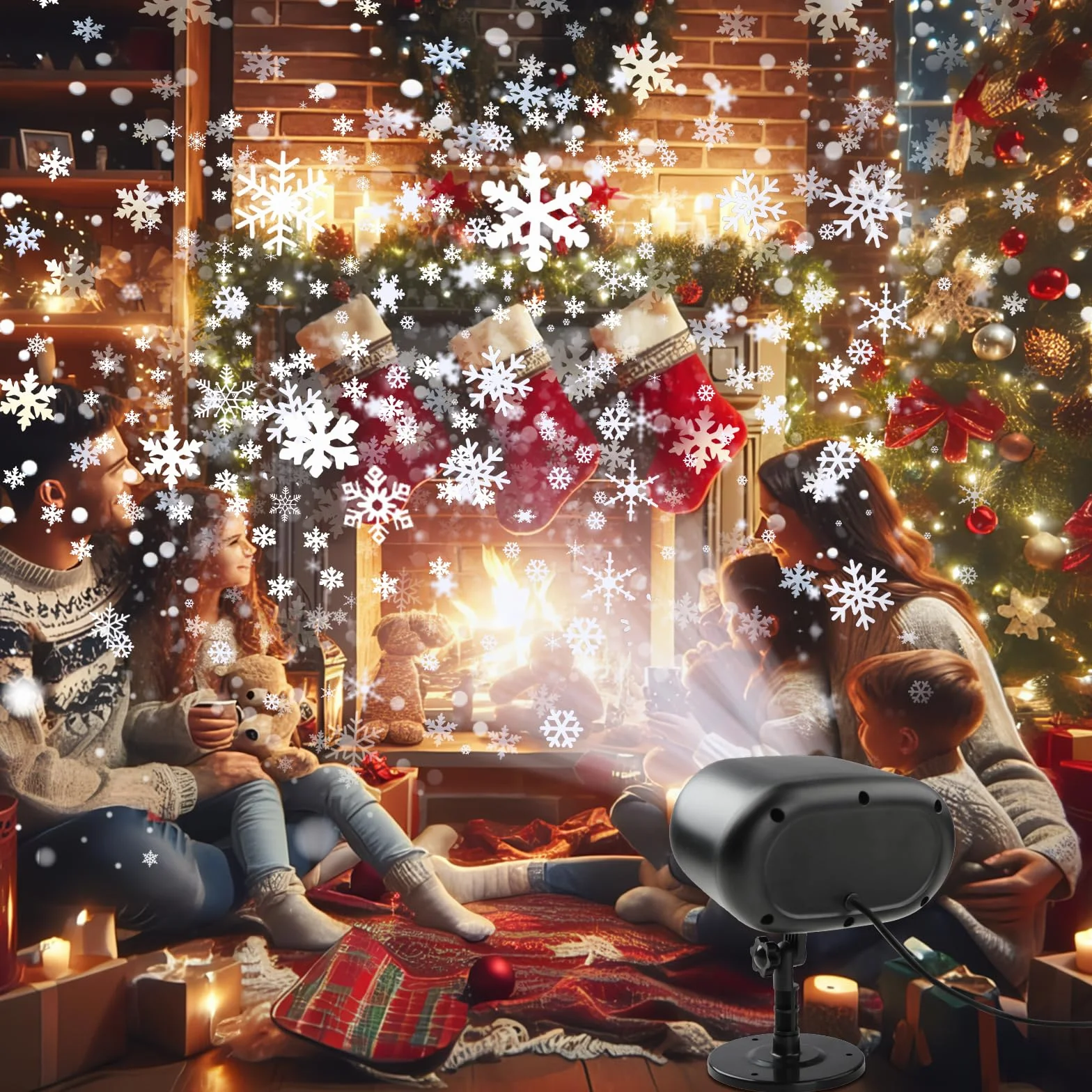 Projecteur de Noël extérieur LED flocon de neige avec télécommande minuterie étanche pour jardin décoration