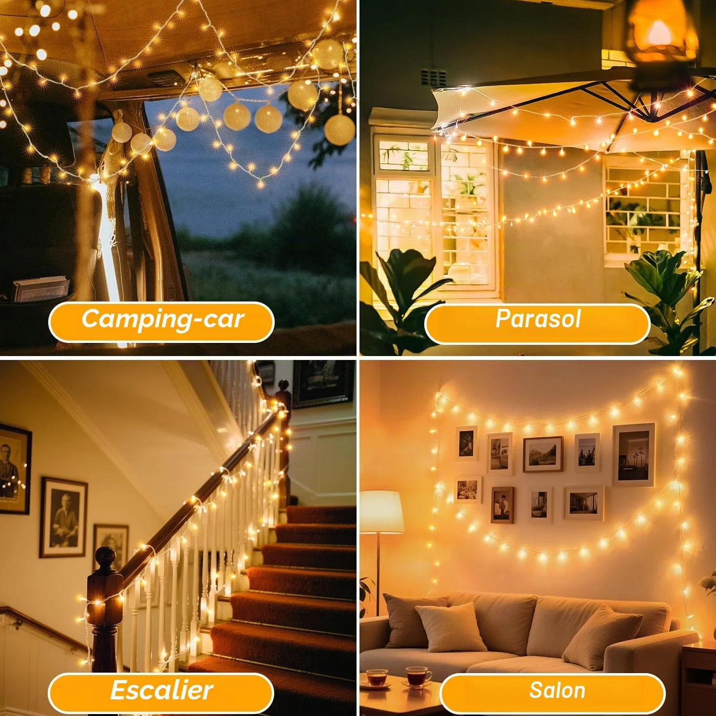 Ollny Guirlande Lumineuse 80m 800 LED IP44 Étanche avec Télécommande 8 Modes 3 Minuteries Blanc Chaud