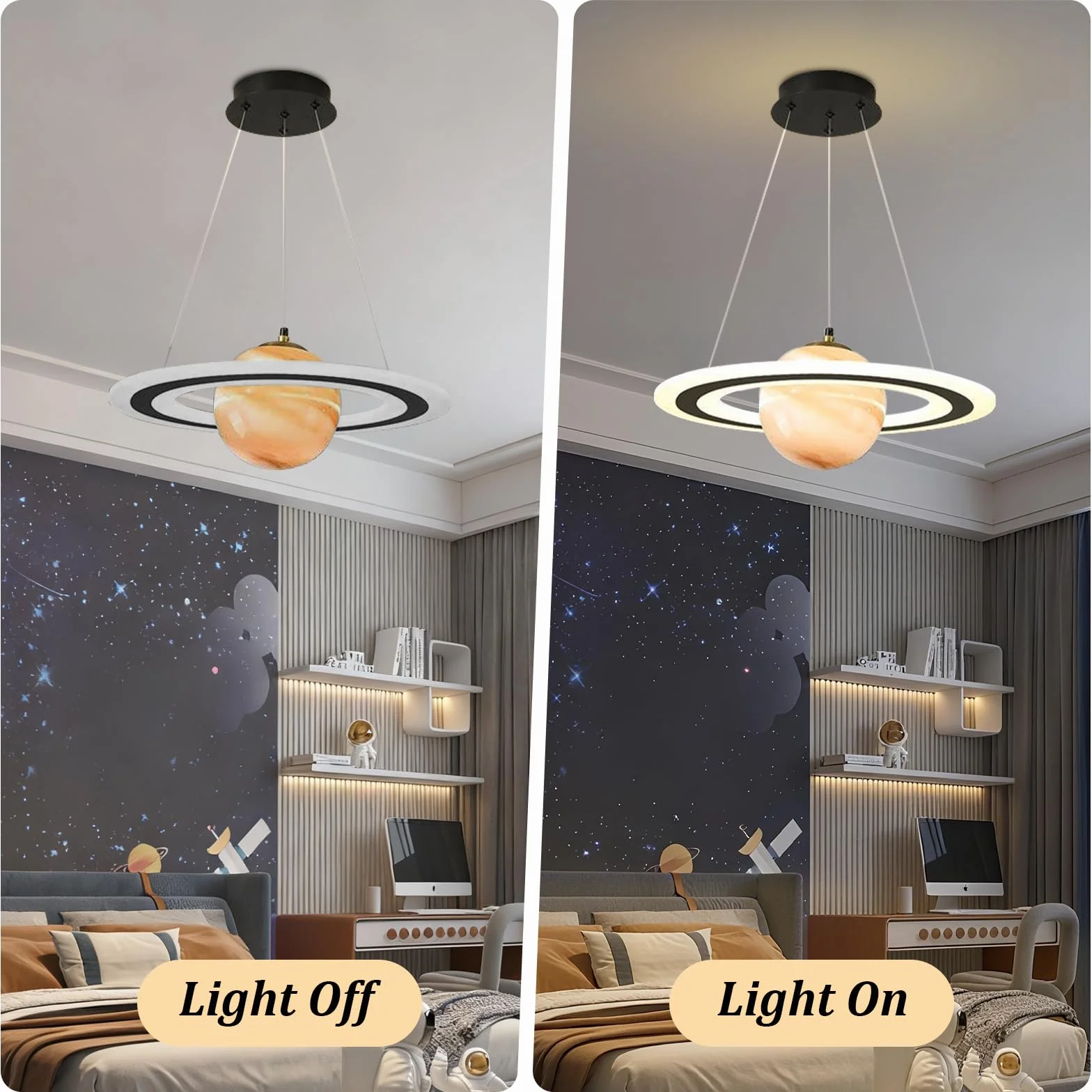 Acrylique Pendentif Astronaute Lampe Suspendue Led Lustre Chambre Enfants Espace Étoile Plafond Intérieur