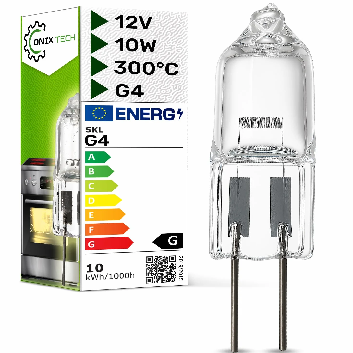 ONIX TECH Ampoule Halogène G4 12V 10W 300°C pour Hotte Cuisine Bosch Siemens Küppersbusch