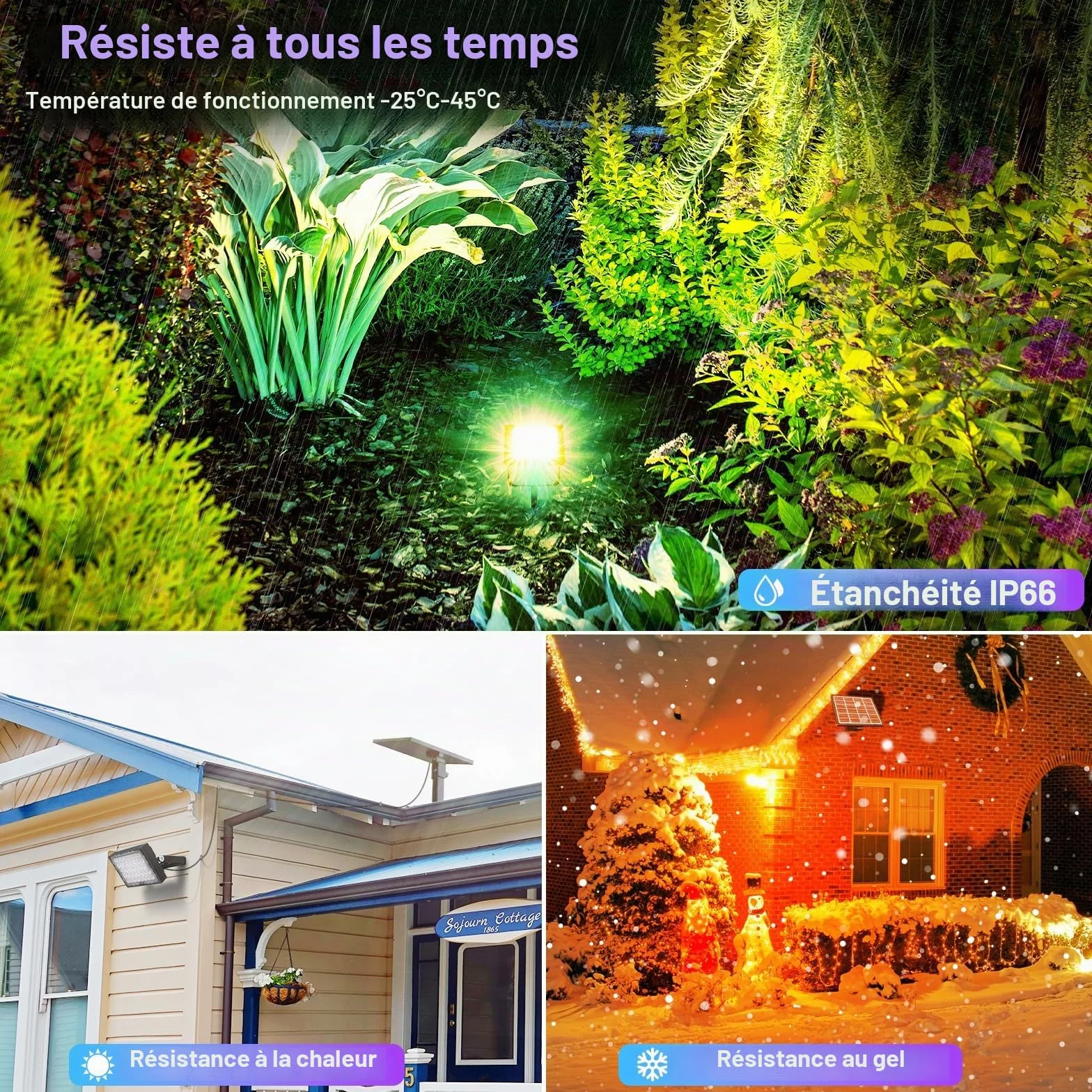 CLV Spot Solaire Exterieur Multicolore 30W Projecteur Solaire RGB 5000mAh IP66