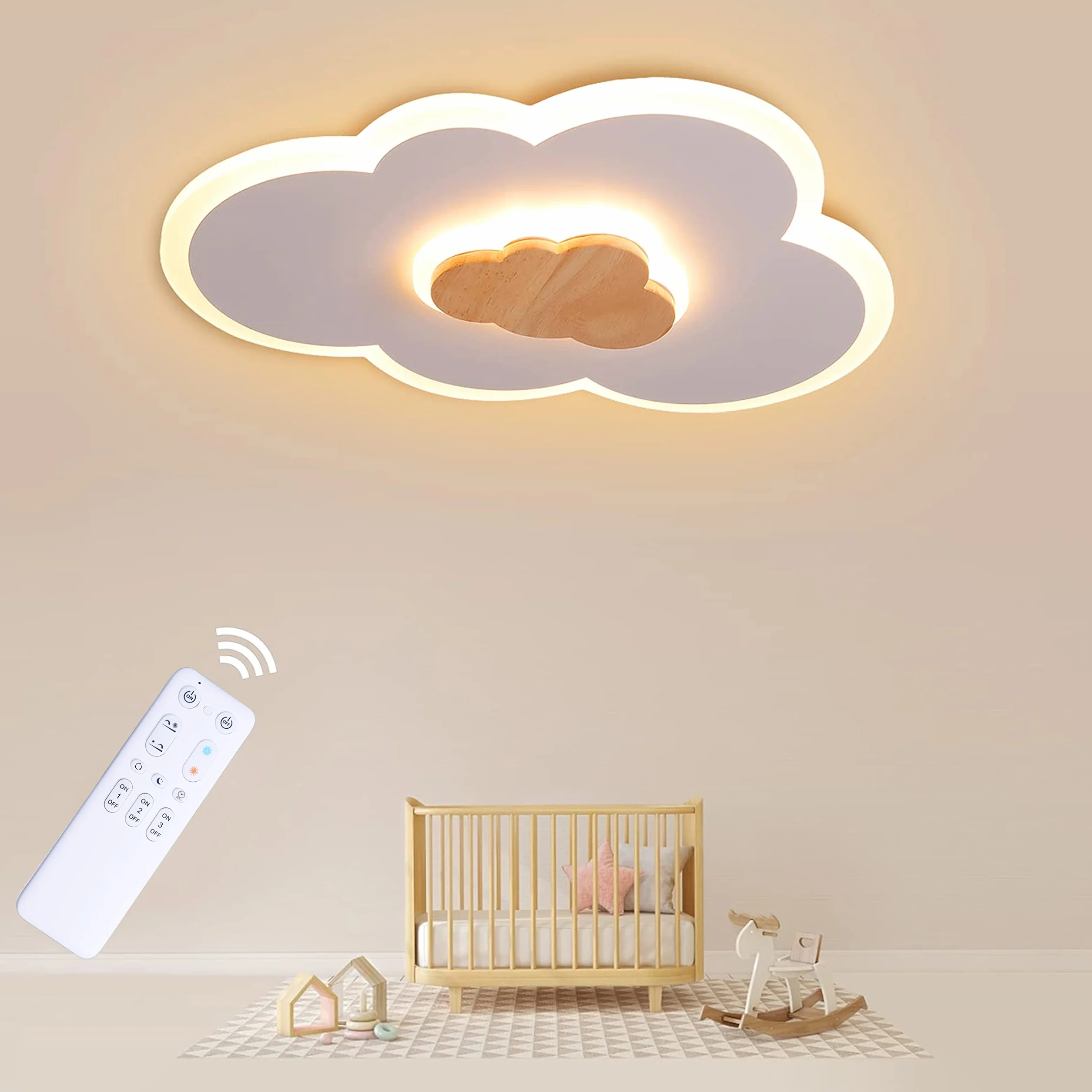 Lampe de Plafond LED Nuage 26W Dimmable avec Télécommande 3000K-6000K 500mm Blancs Modernes