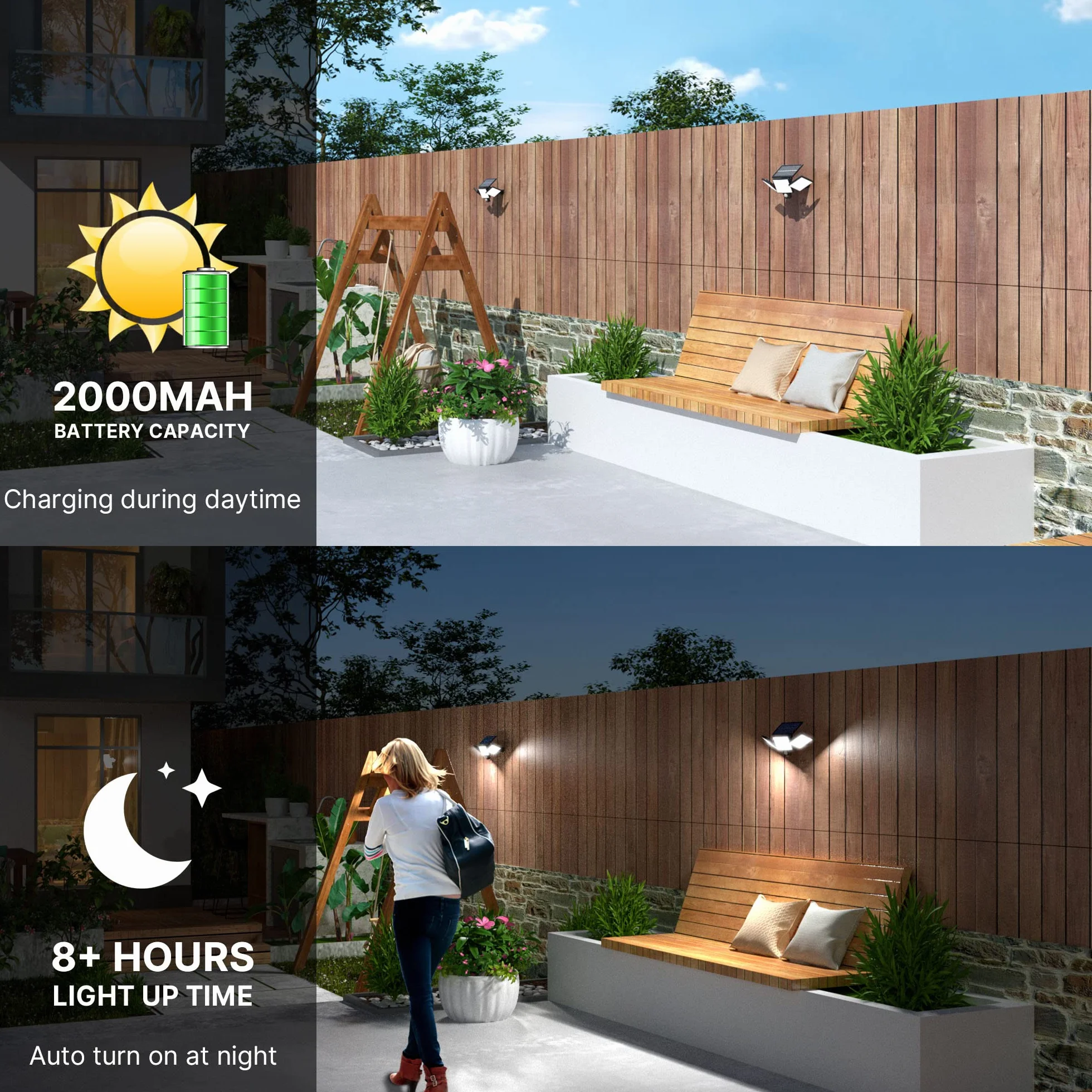 Lampes Solaires Extérieur Puissante 304LED Projecteur avec Détecteur de Mouvement 320° IP65