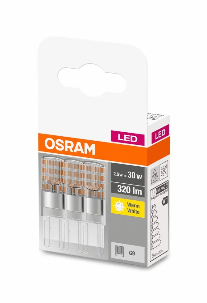 OSRAM LED BASE PIN G9 Lot de 3 Ampoule LED Culot G9 2,60W Blanc chaud 2700K