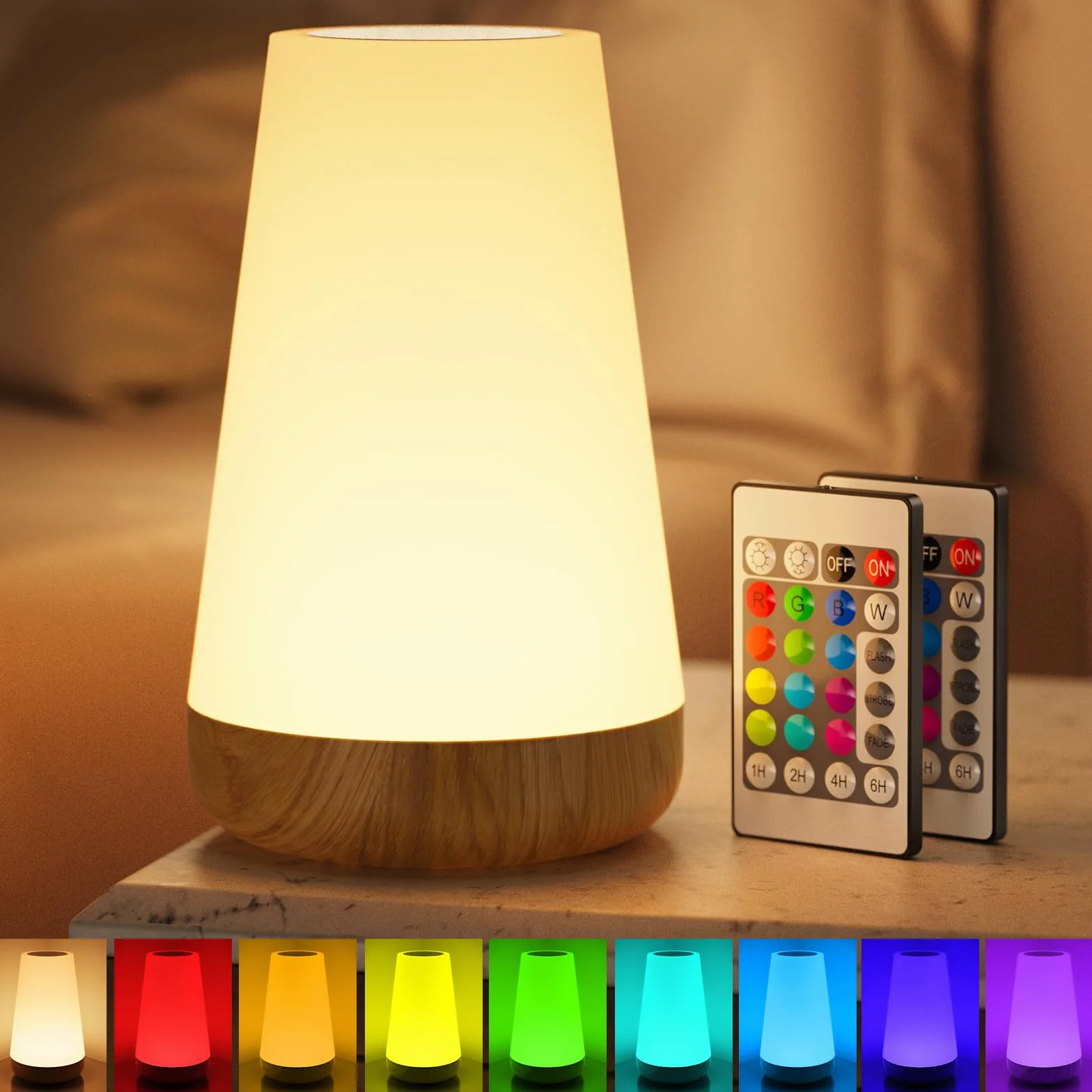 Lampe de Chevet LED Rechargeable 13 Couleurs 5 Niveaux Tactile Veilleuse Sans Fil Enfant
