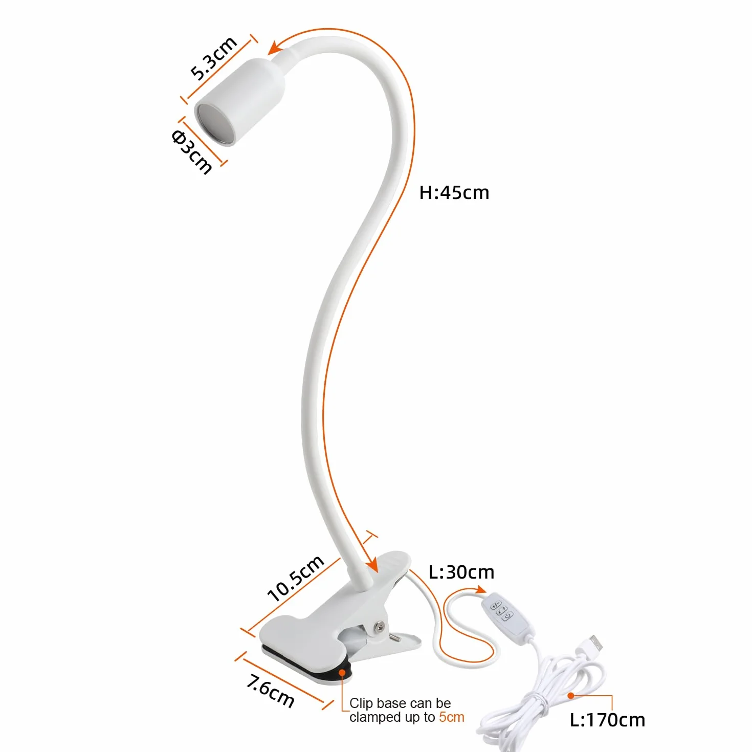 DA LIGHT Lampe de Lecture de Lit à Pince LED, 5 Températures de Couleur, Variateur USB Blanc