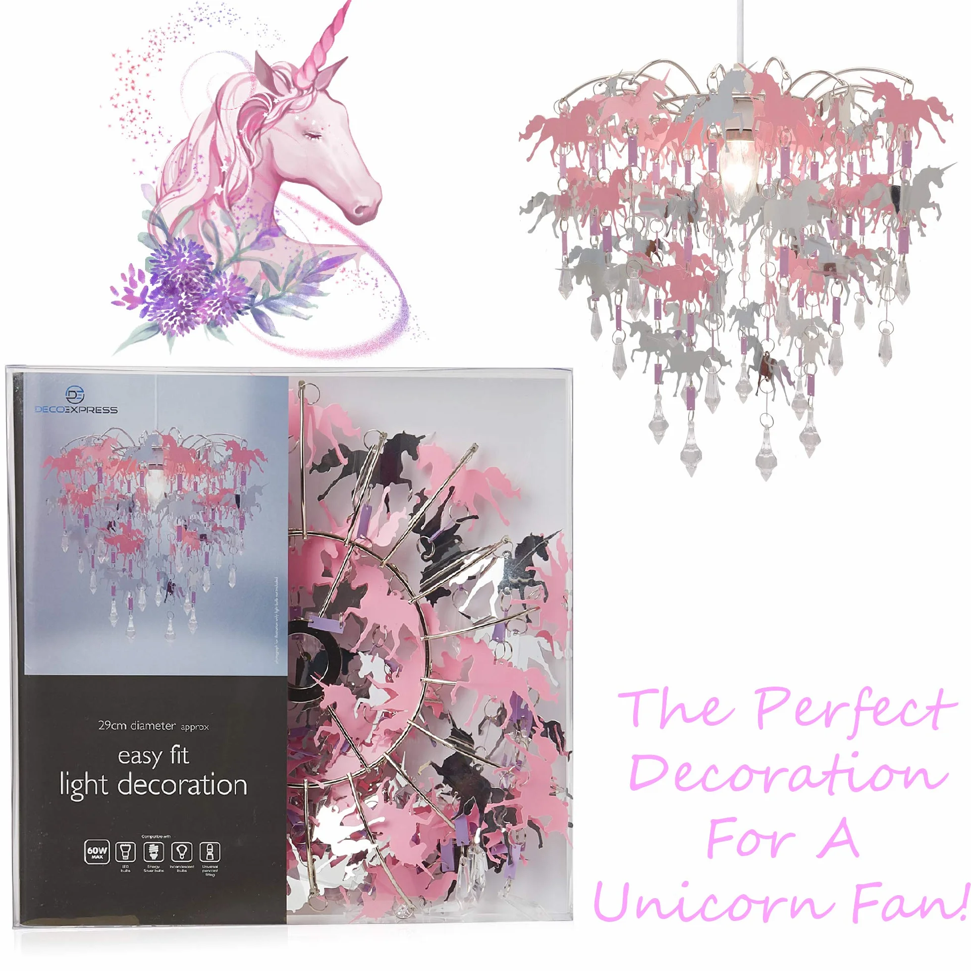 Deco Express Abat-Jour Licorne pour Chambre Enfant Fille