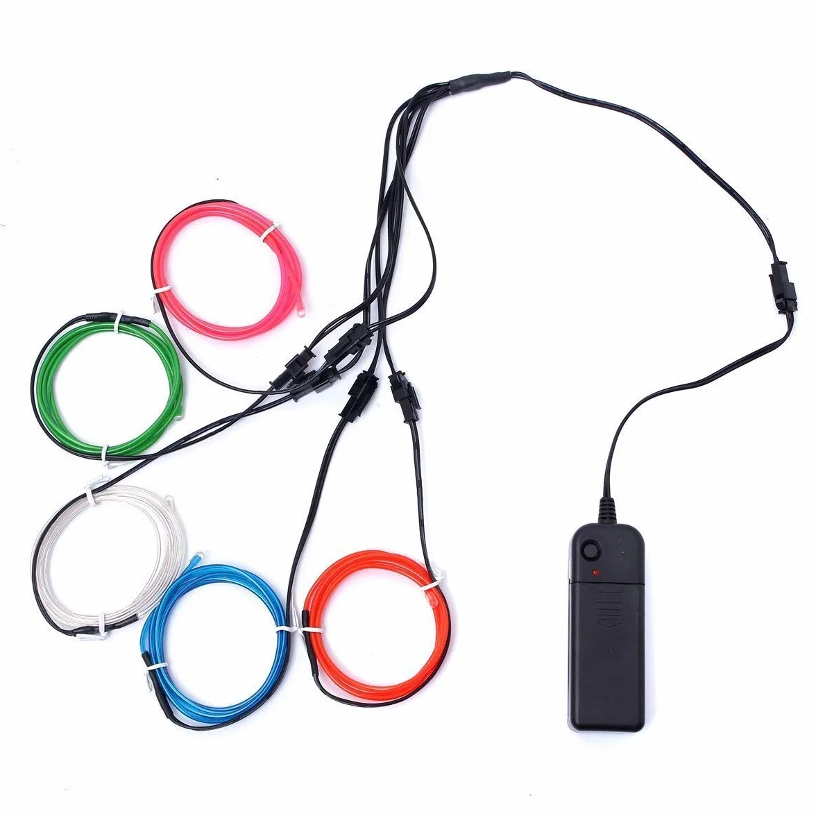 Fil Néon EL Câble Guirlande Lumineuses 3 Mode Éclairage Fix Clignotant Stroboscope 5x1M Tube Fluo El Wire Déco Vêtement Fête (5 Couleurs)