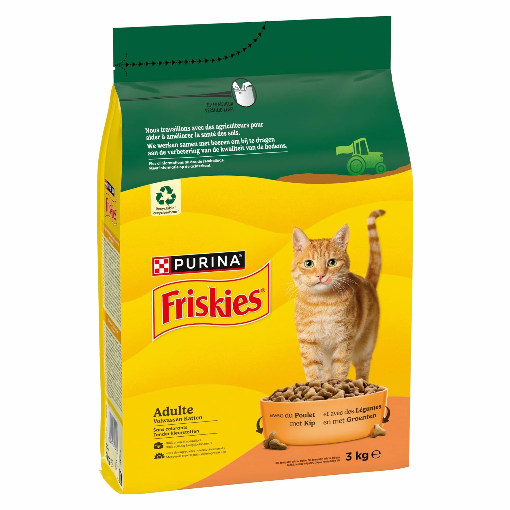 FRISKIES Croquettes complètes pour Chats Adultes au Poulet et Légumes 3 kg