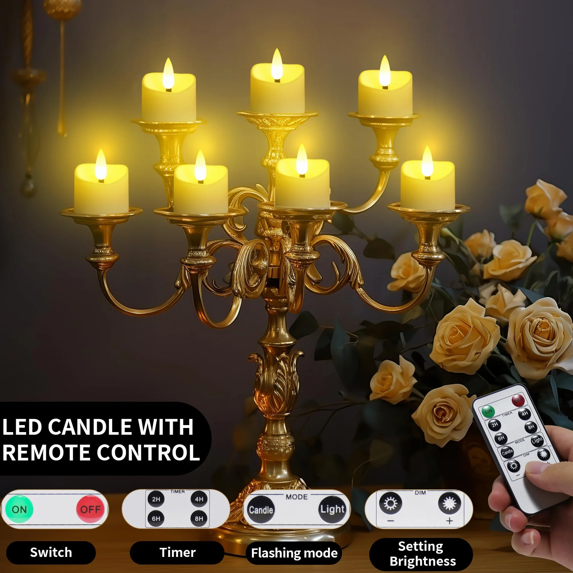 Bougies LED 12 pièces avec télécommande et minuterie, flamme vacillante, piles, décoration Noël Halloween