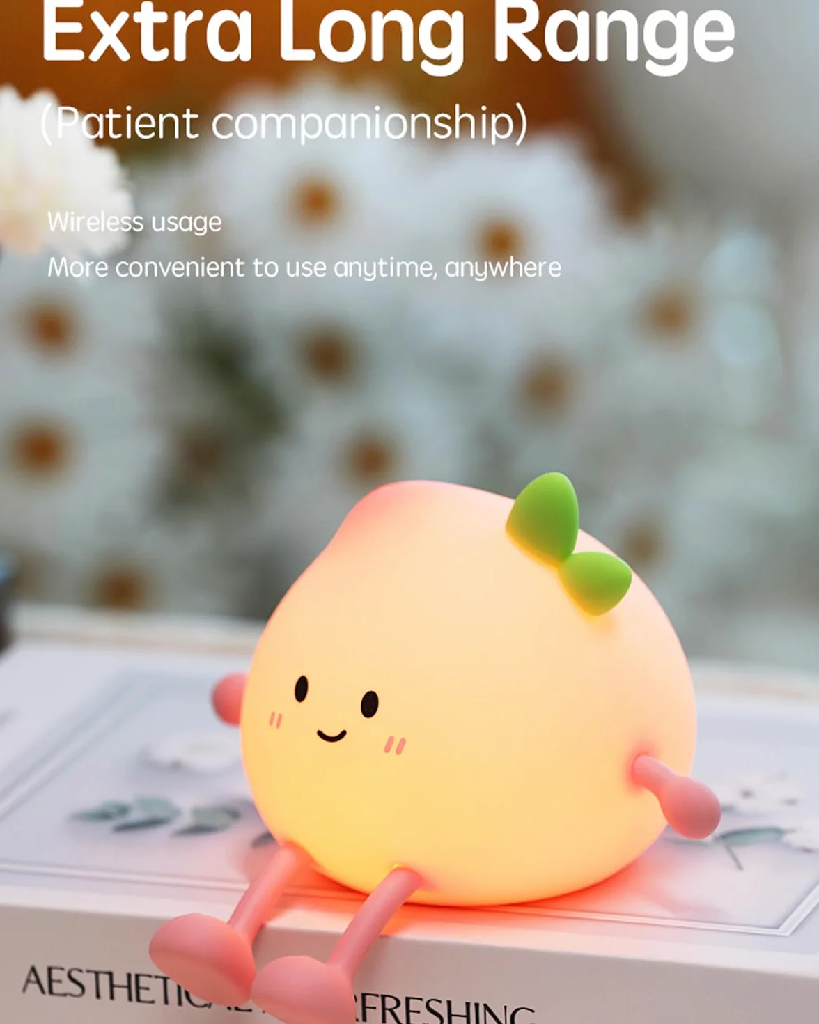 Veilleuse pour enfants Lampe de nuit silicone rechargeable Pêche