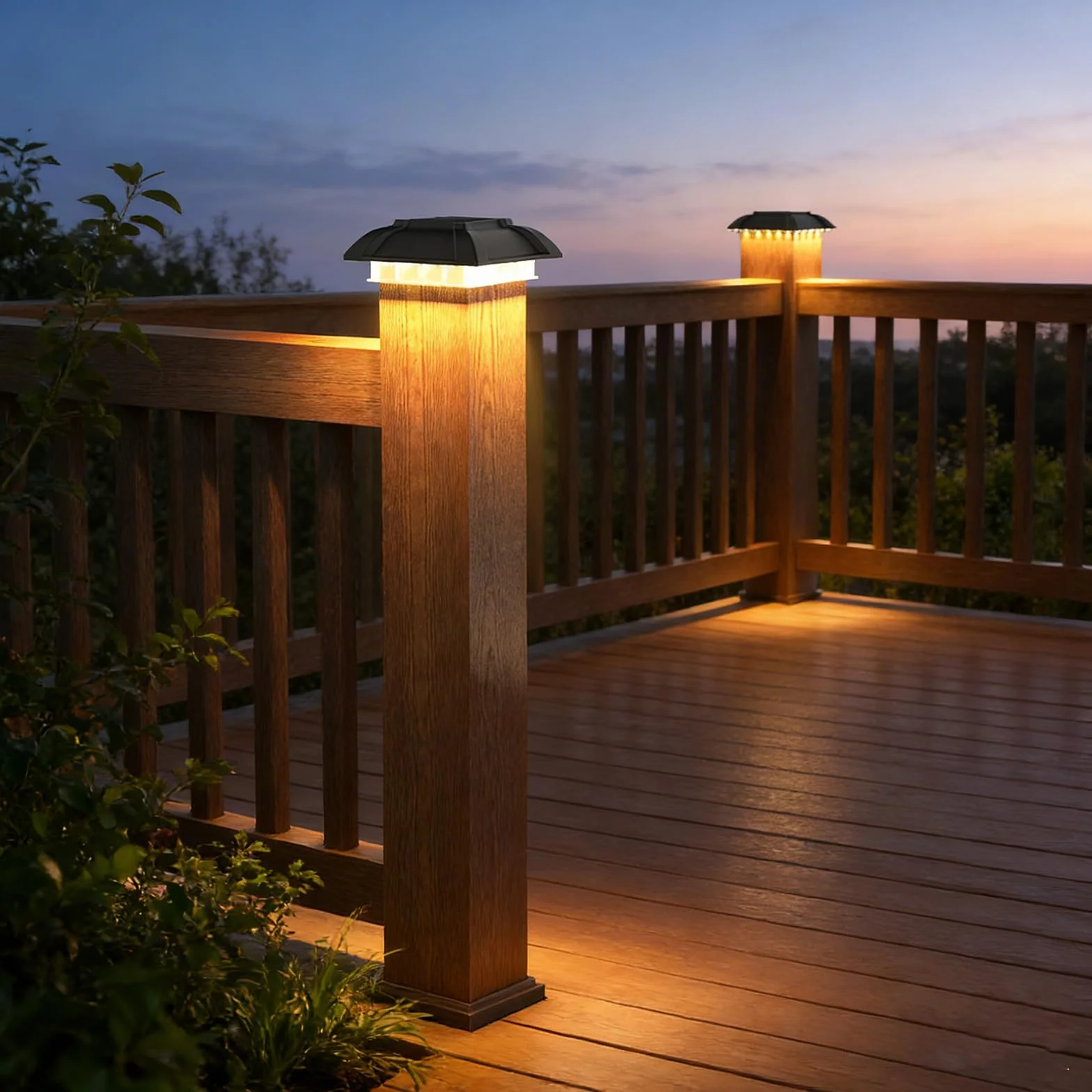 Lot de 4 Capuchon de Poteau Solaire, 13 x 13 x 4,4 cm, Lampes Solaires Sur Poteau pour Clôture Jardin
