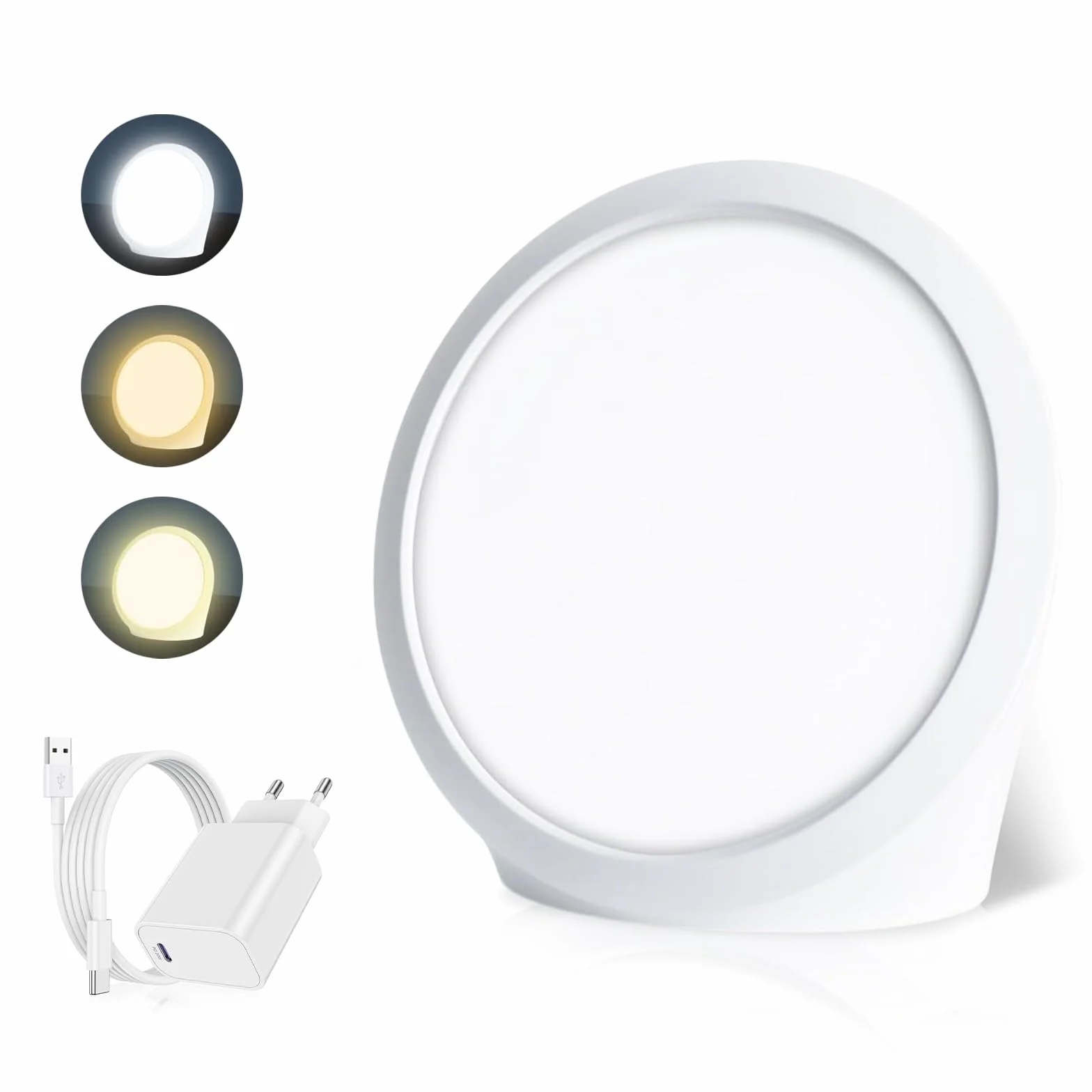 Lampe Luminothérapie 10000 Lux, Lumière du Jour Minuteur, 3 Températures 5 Luminosités, Spectre Complet sans UV