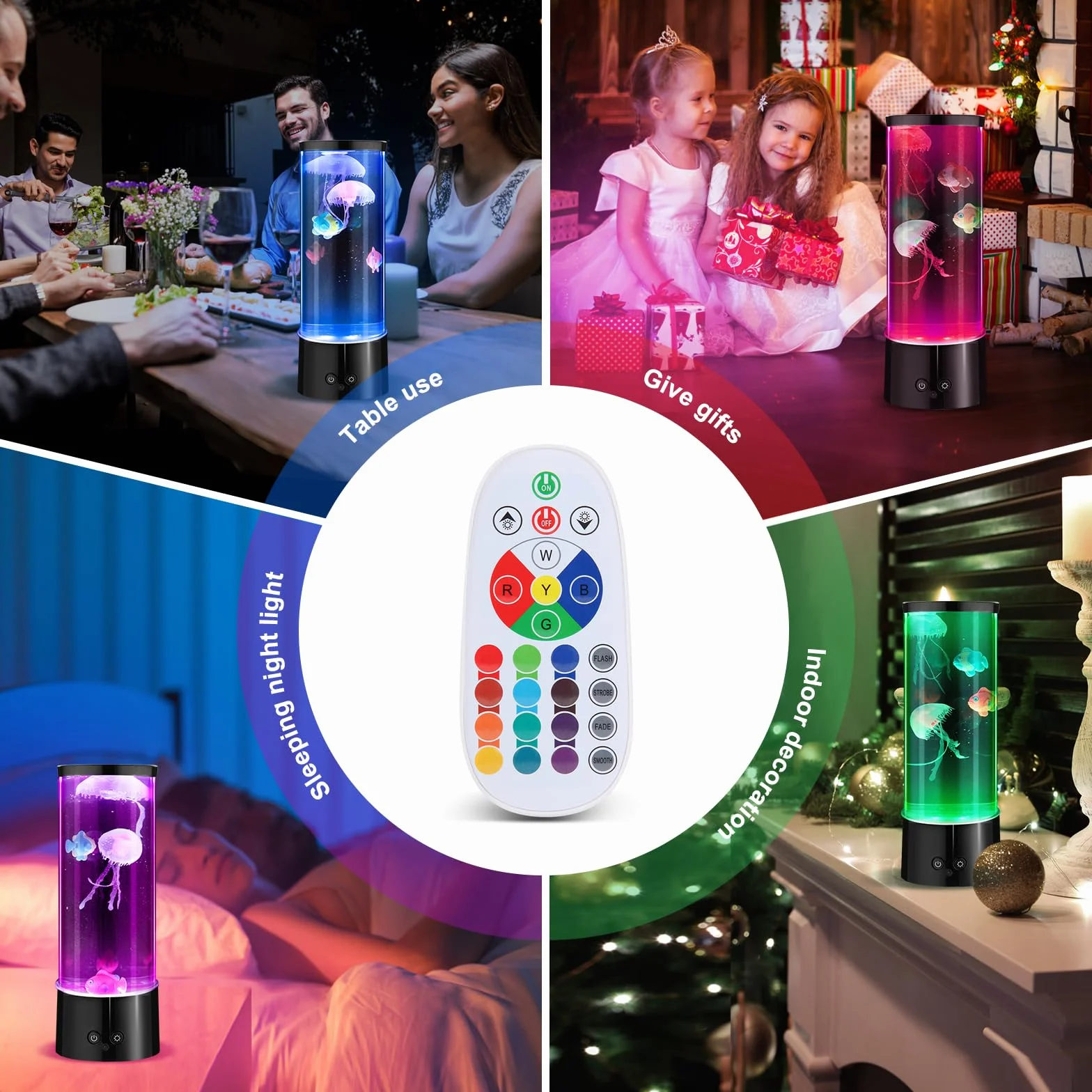 Lampe Méduse Jellyfish Lumière d'ambiance LED 17 Effets de Couleur Changeants Aquarium