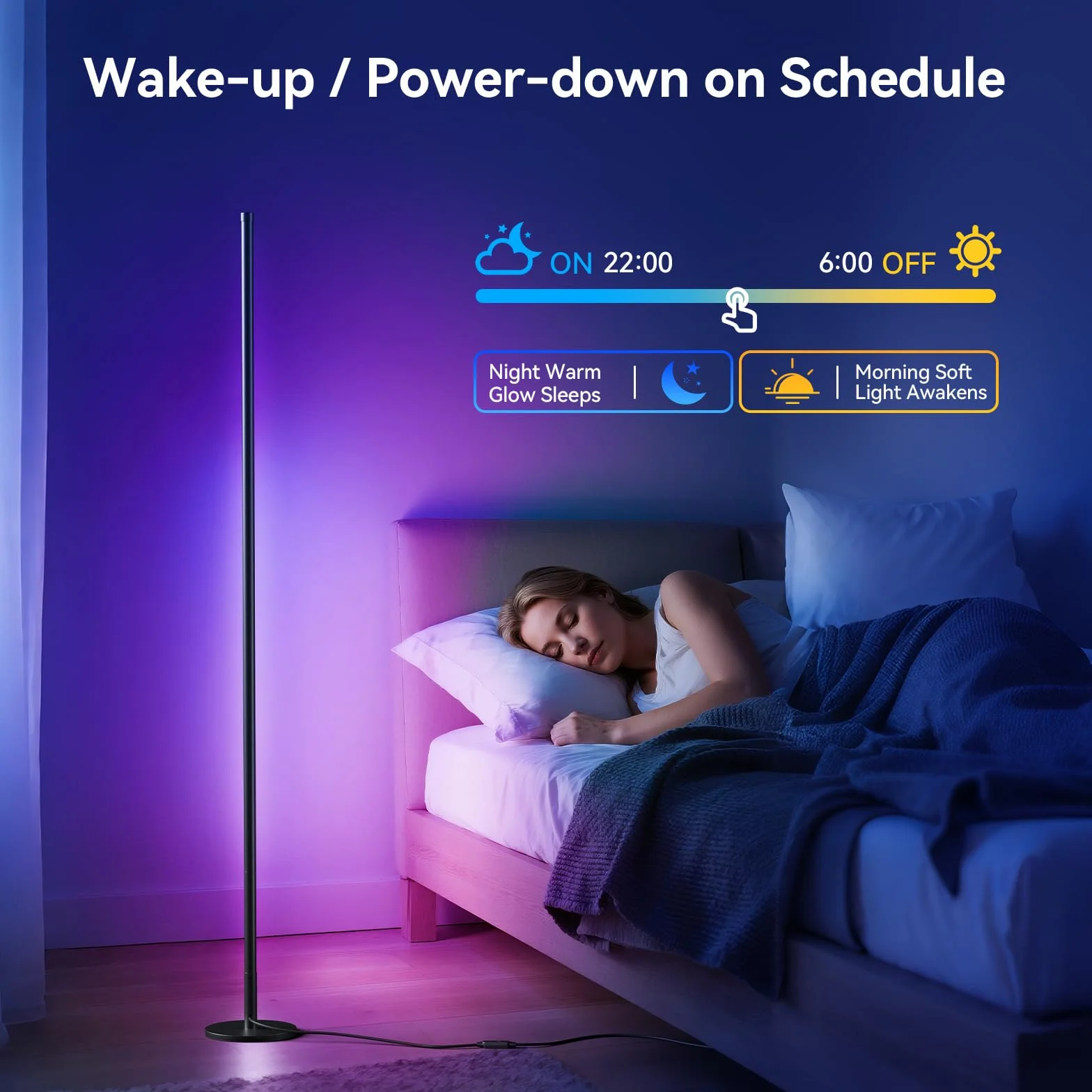 Lampadaire LED d'Angle RGB 160cm avec APP et Télécommande, Sync Musique et Minuterie