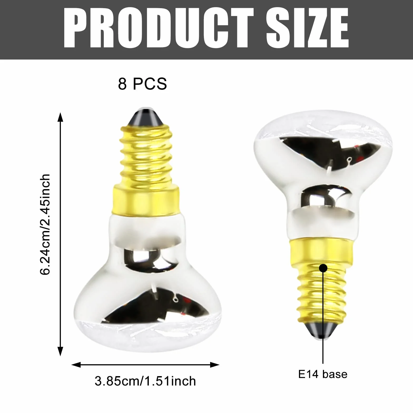 Aicharynic Lot de 8 ampoules à lave E14 R39 25 W à réflecteur