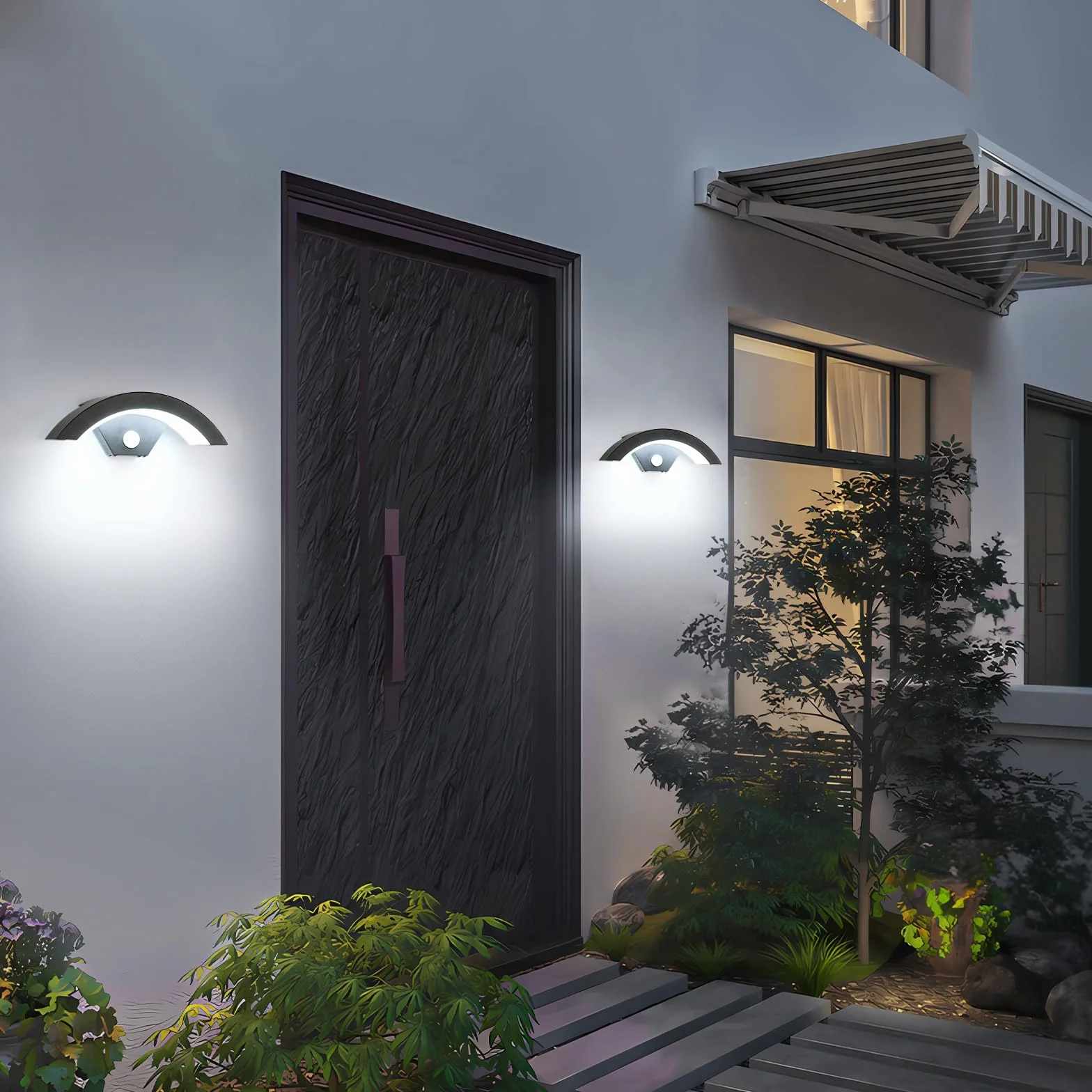 Applique Murale LED Extérieure 24W 2700LM Détecteur de Mouvement IP65 Imperméable Noir