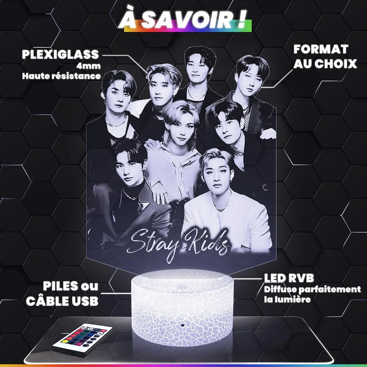 Lampe 3D B. Pink Effet Hologramme Veilleuse Tactile LED Idée Cadeau Fan Kpop