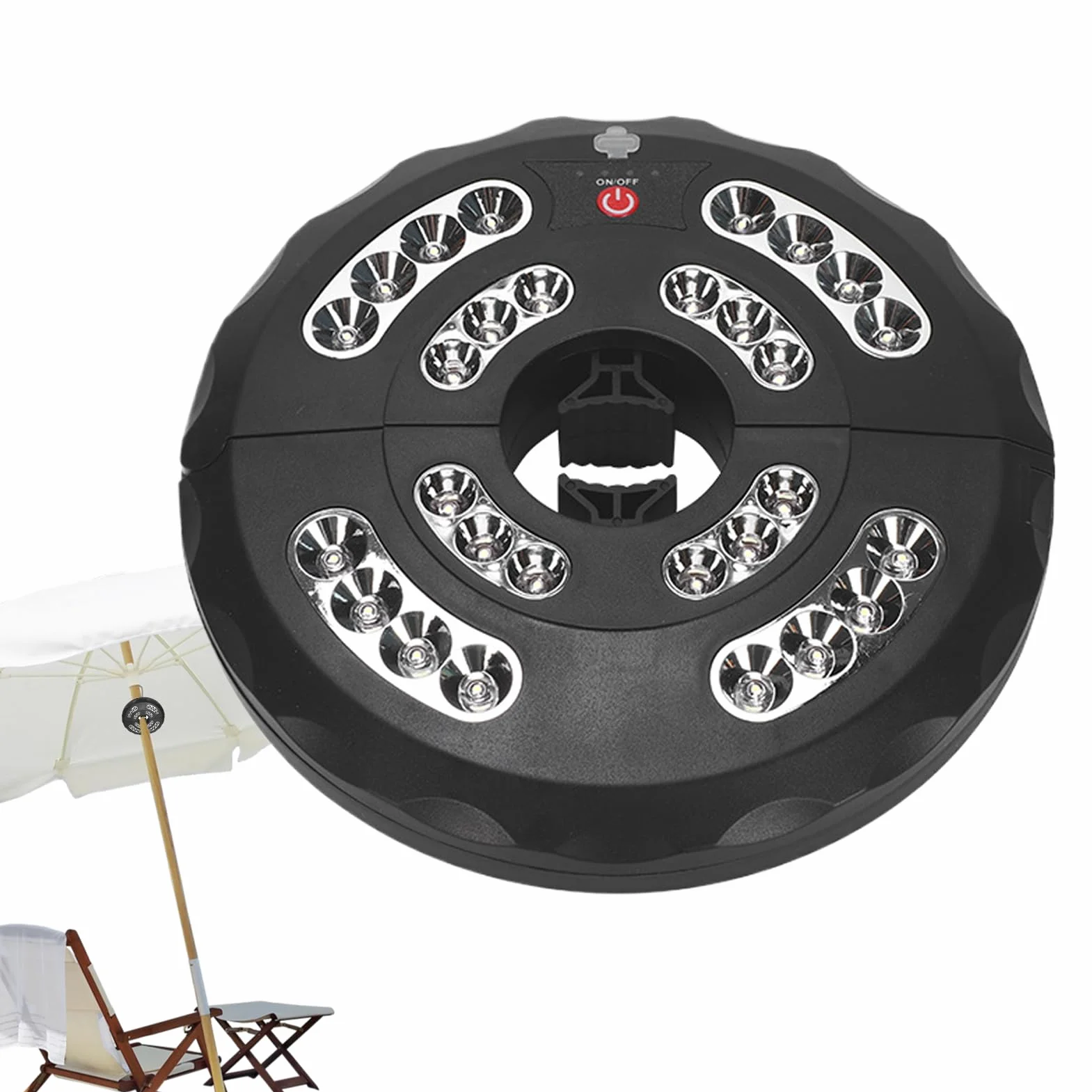 Lampe pour parasol extérieur étanche rechargeable 3 modes luminosité 20x20x3.5 cm