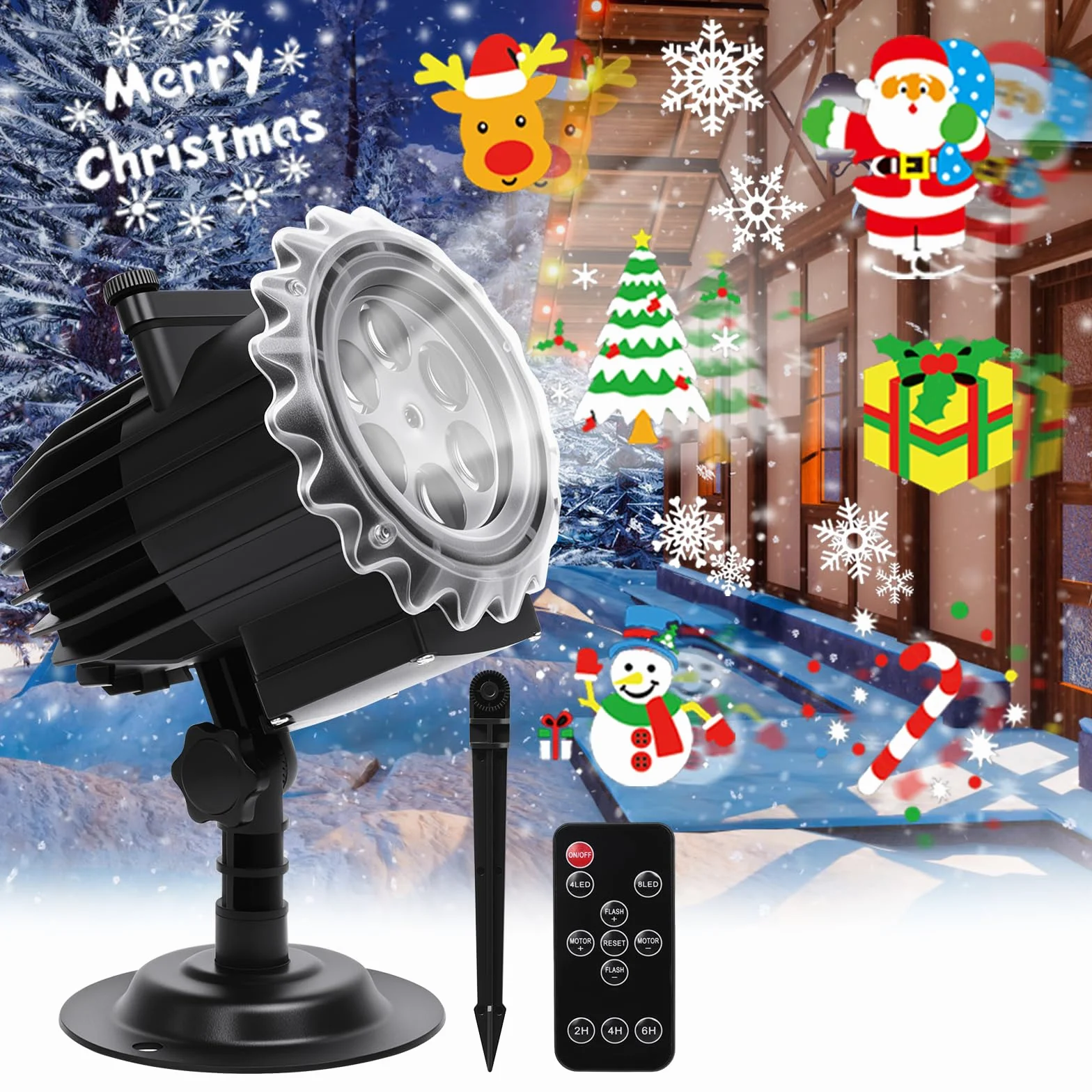 VIFLYKOO Projecteur Noël Extérieur LED IP65 12 Films 96 Motifs Télécommande