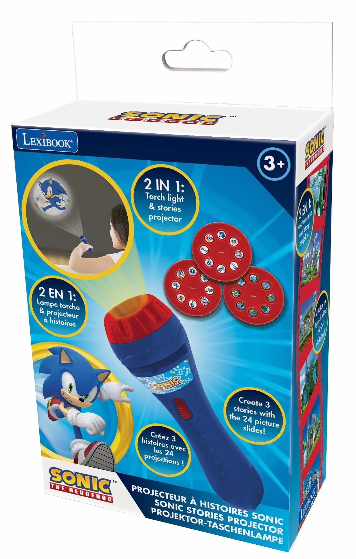 Lexibook Sega Sonic The Hedgehog Projecteur d'histoires Lampe Torche 24 Images 3 disques Rouge Bleu LTC050SNLXB