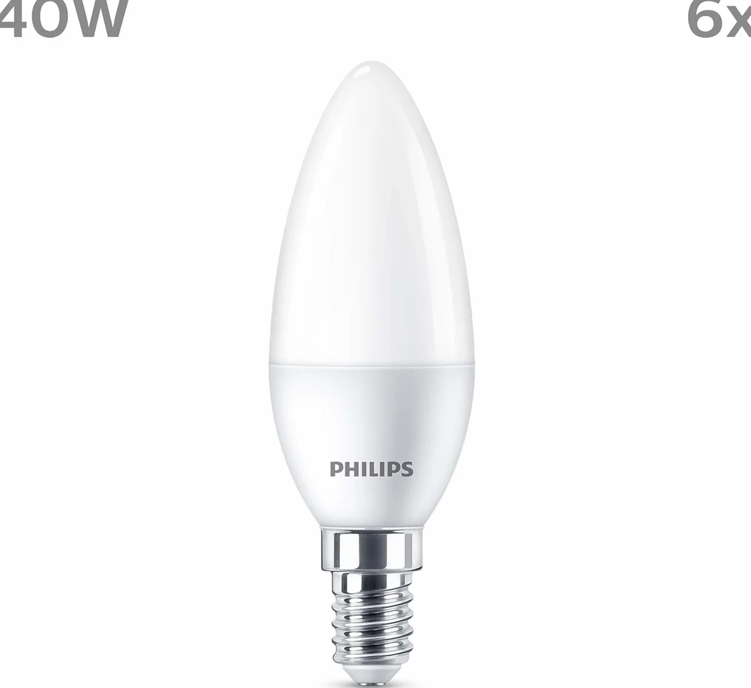 Philips pack de 6 ampoules LED E14 flamme 40W blanc chaud