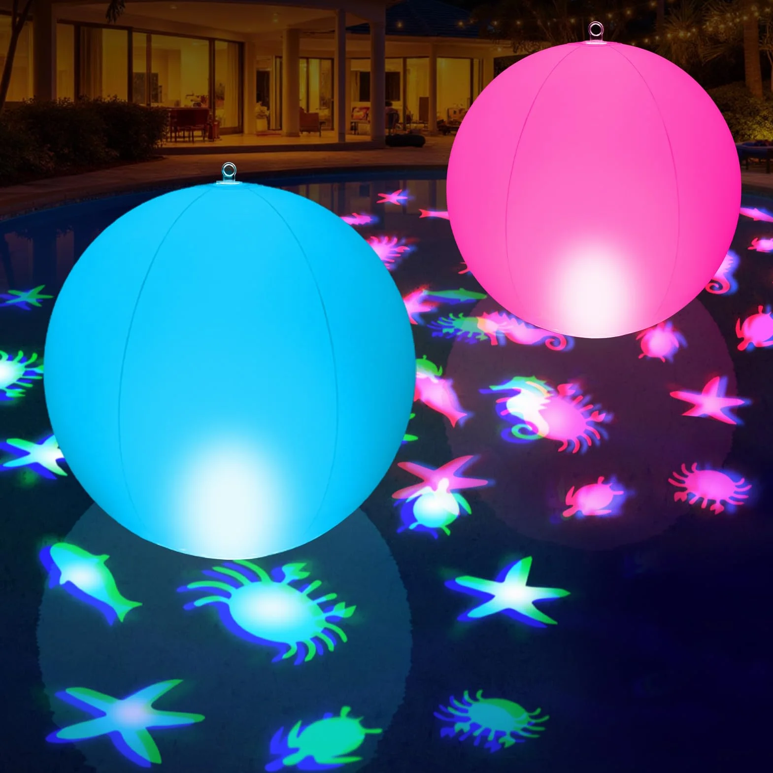 Luxfero Lampe Piscine Flottante Solaire LED IP68 2 Pièces