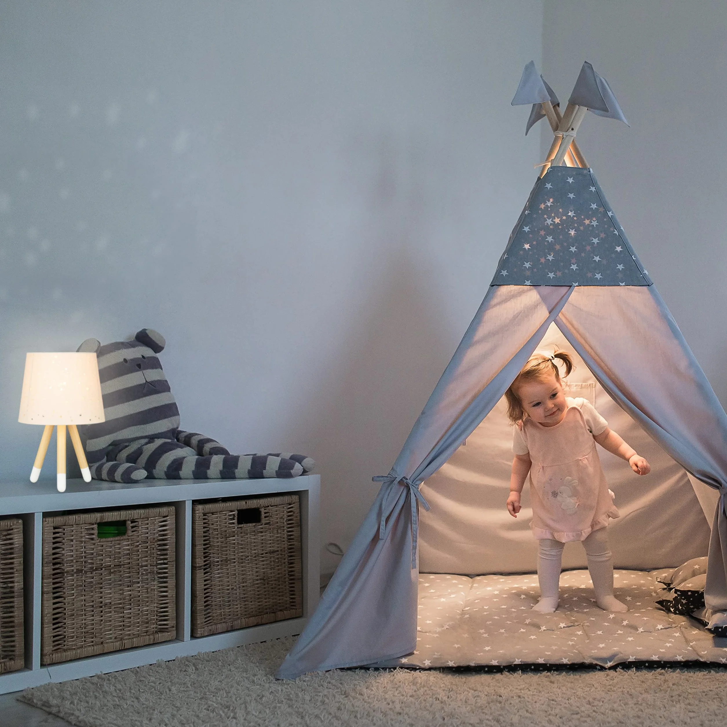 Relaxdays Lampe de Chevet Enfants E14 Abat-Jour Rond 40cm Rose