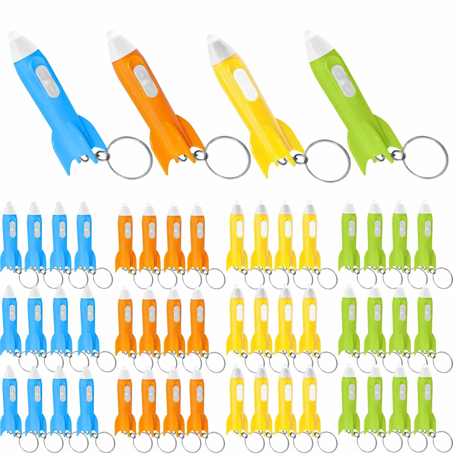 Mini lampes de poche fusées lot de 50 porte-clés jouet lampe de poche cadeau anniversaire enfant