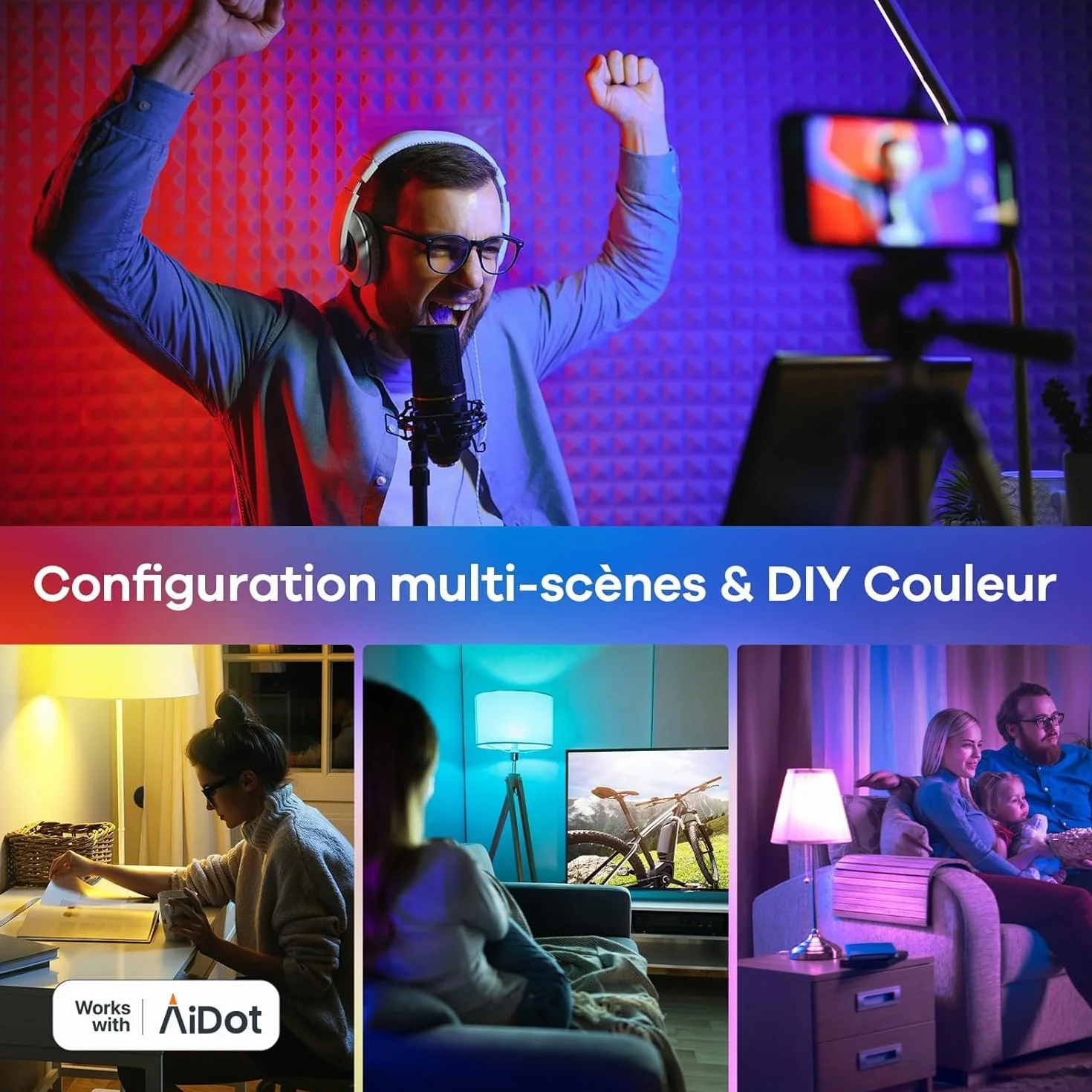 Linkind Ampoule Connectée WiFi LED E27 RGB 1800K-6500K Dimmable 9W 800LM Compatible Alexa Google Home 4 PCS