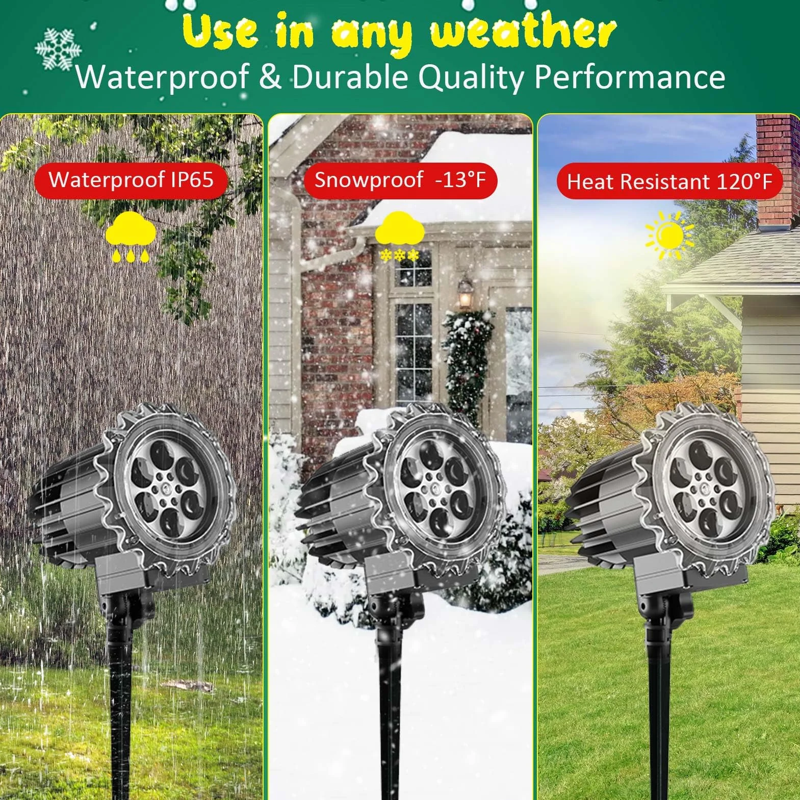 Aqash Projecteur Noel Exterieur LED IP65 Étanche Ajustable Père Noël Bonhomme de Neige