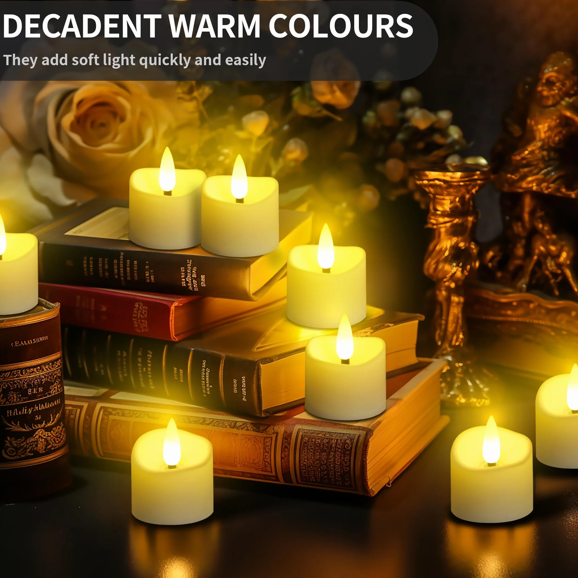 Bougies LED 12 pièces avec télécommande et minuterie, flamme vacillante, piles, décoration Noël Halloween