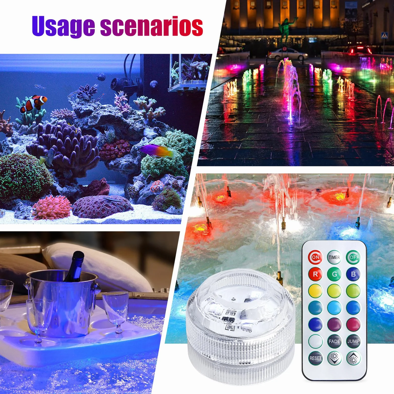 Lot de 12 Mini Lumières LED Submersible RGB Étanche 3,0x3,0x2,2cm pour Piscine Bassin Aquarium