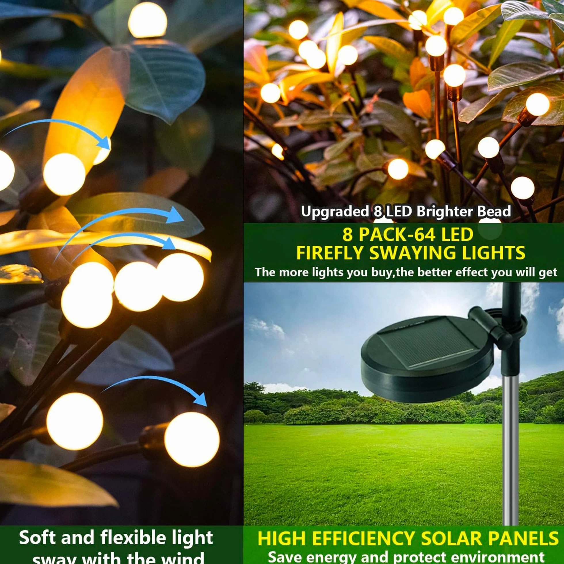 Lot de 4 torches solaires à boules lumineuses LYRA LED blanc chaud H73cm