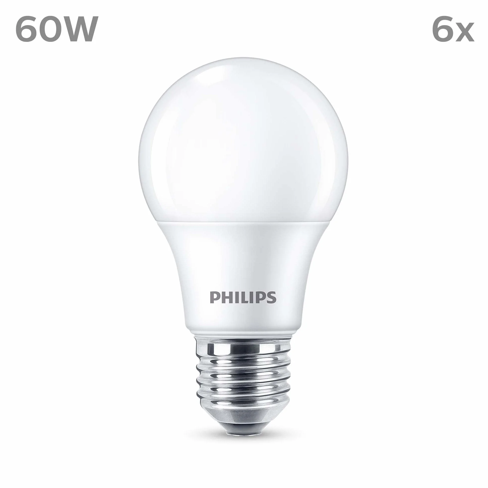 Philips pack de 6 ampoules LED E27 60W blanc chaud